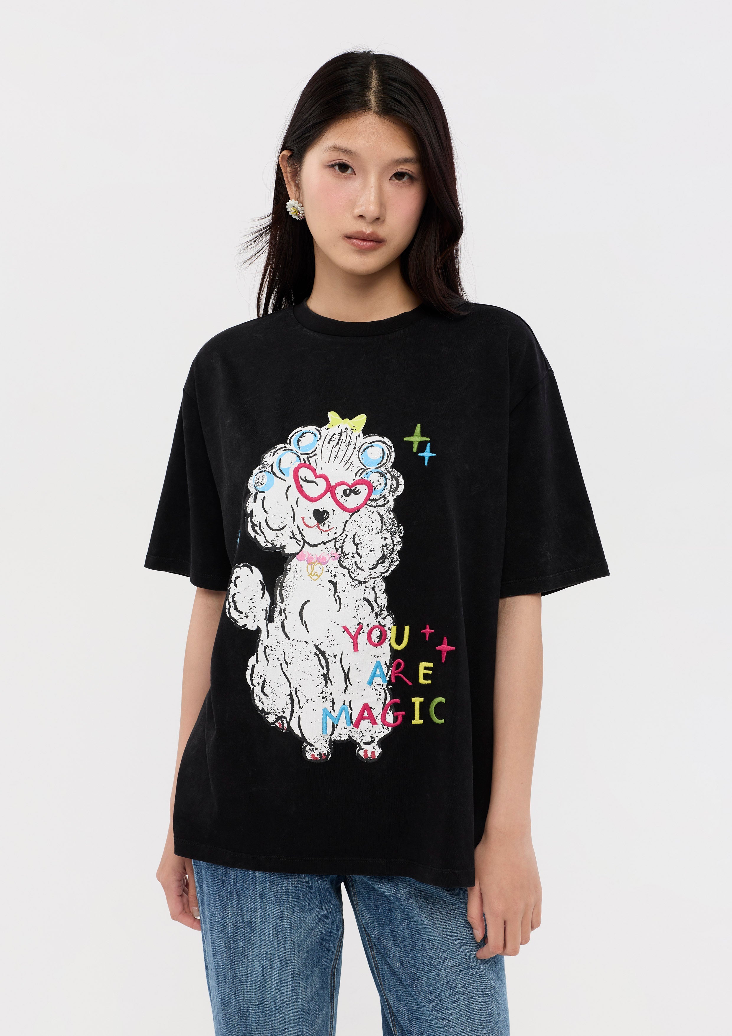 เสื้อยืดแขนสั้นทรงหลวมพิมพ์ลาย คอลเลกชัน You Are Magic