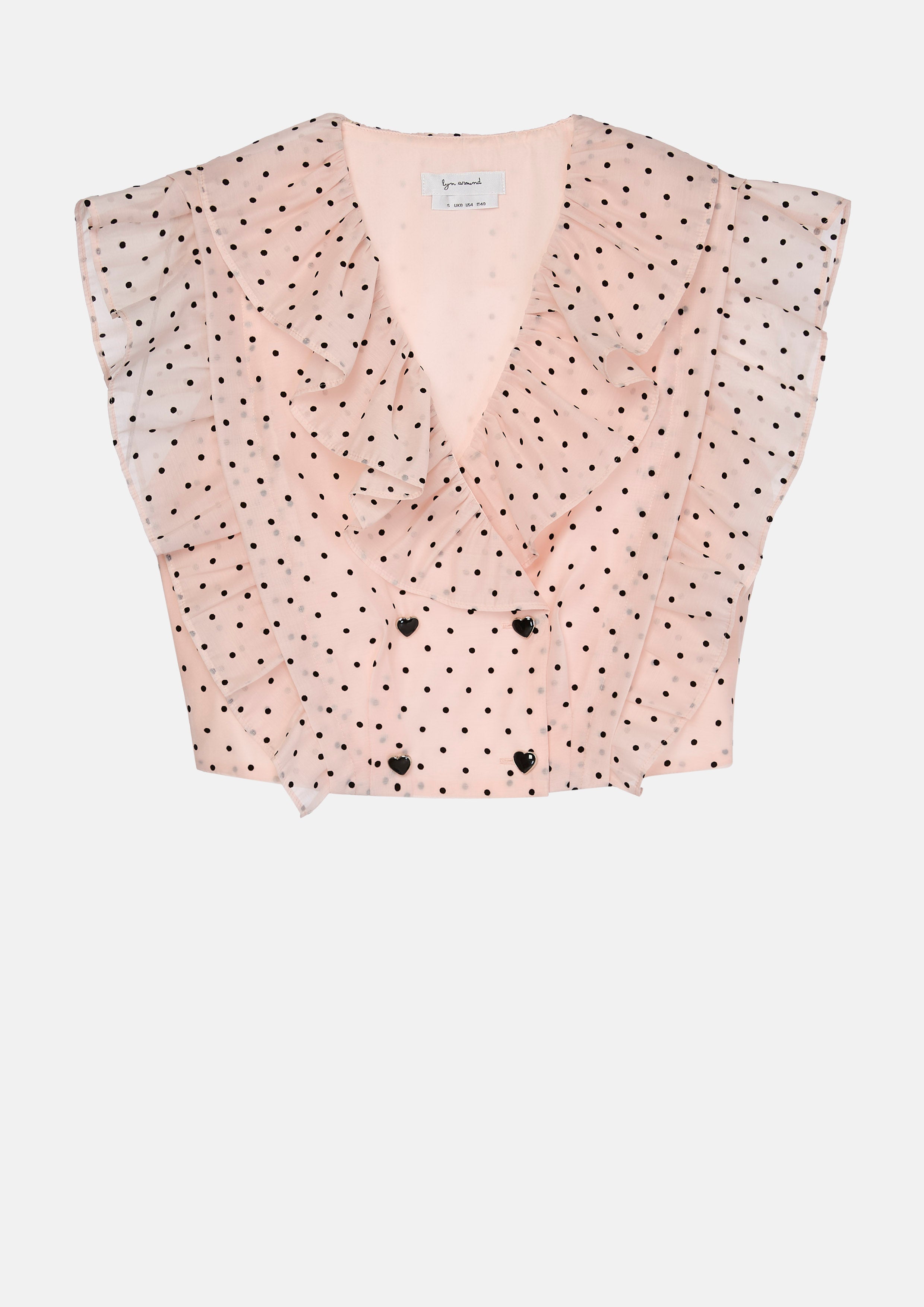 เสื้อครอปลายโพลกาดอทแต่งระบาย คอลเลกชัน Sweet Nothing