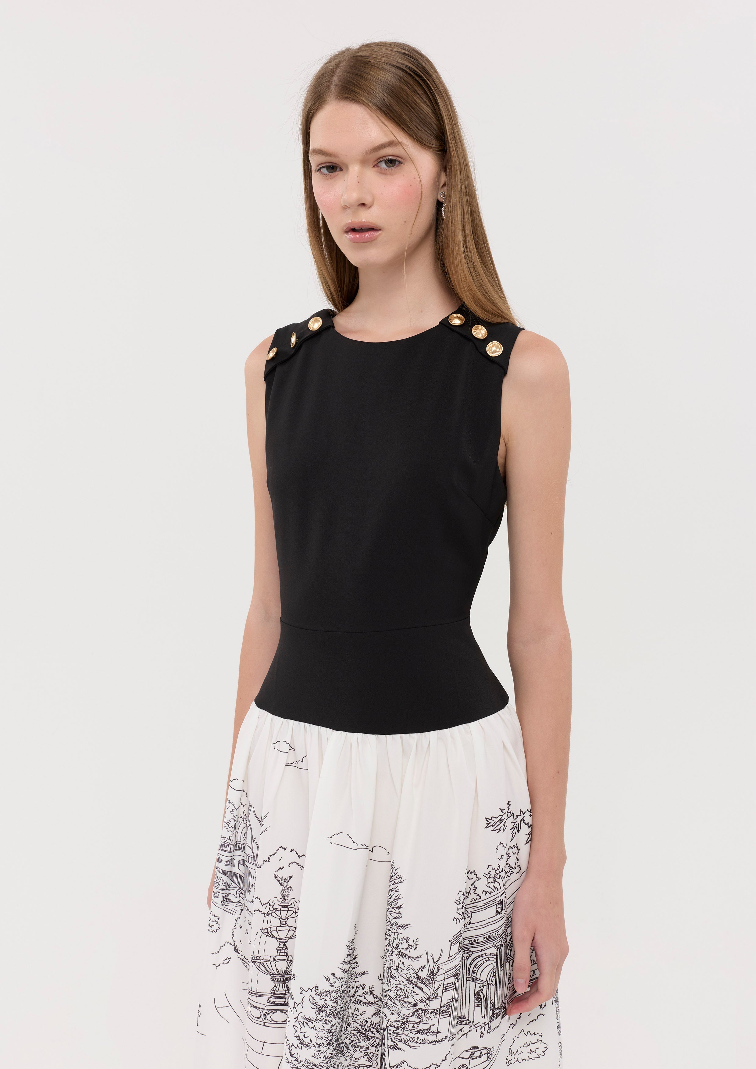 Print Sleeveless Mini Dress La Femme Demure