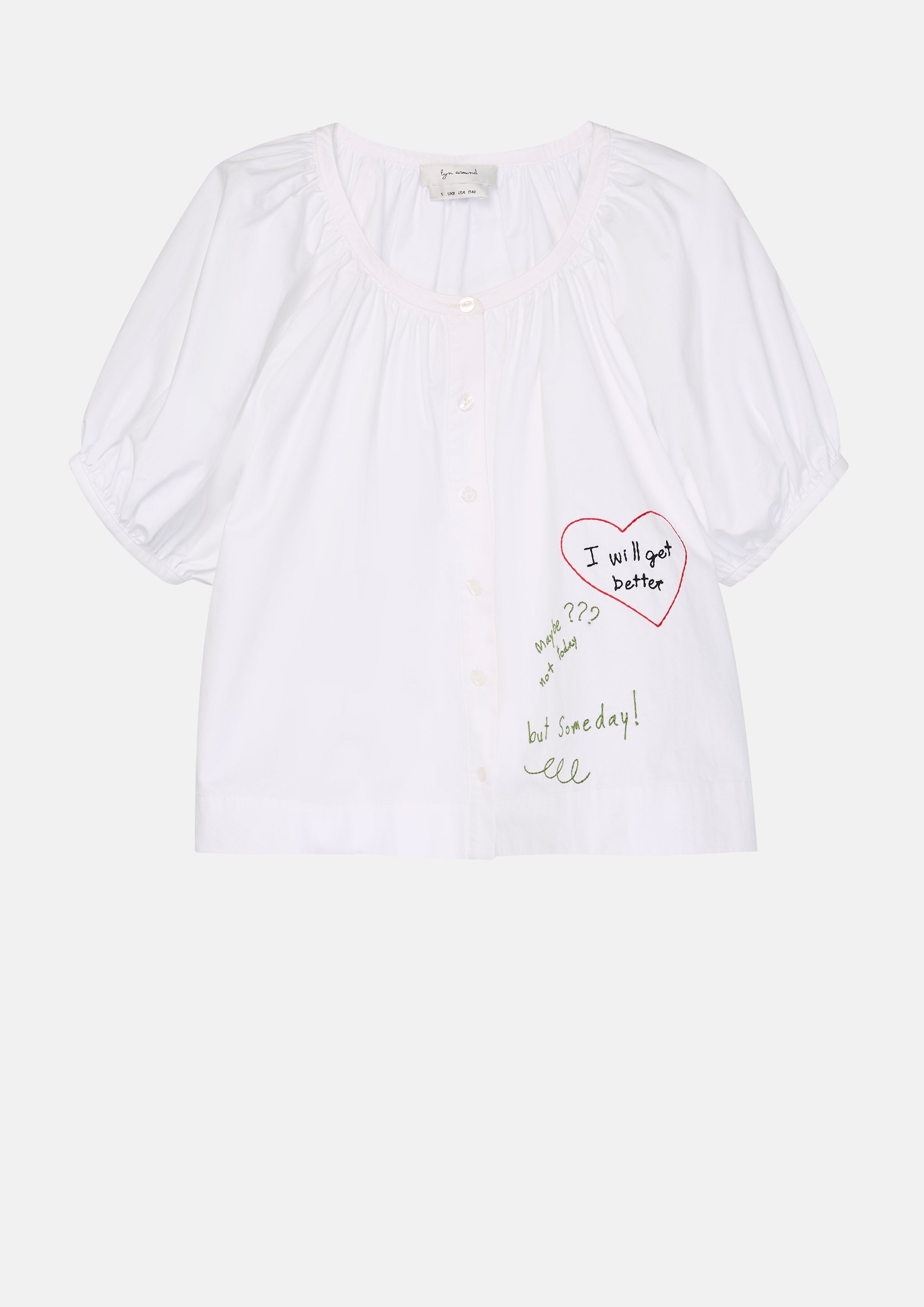 Embroidered Puff Sleeve Blouse You Are Magic