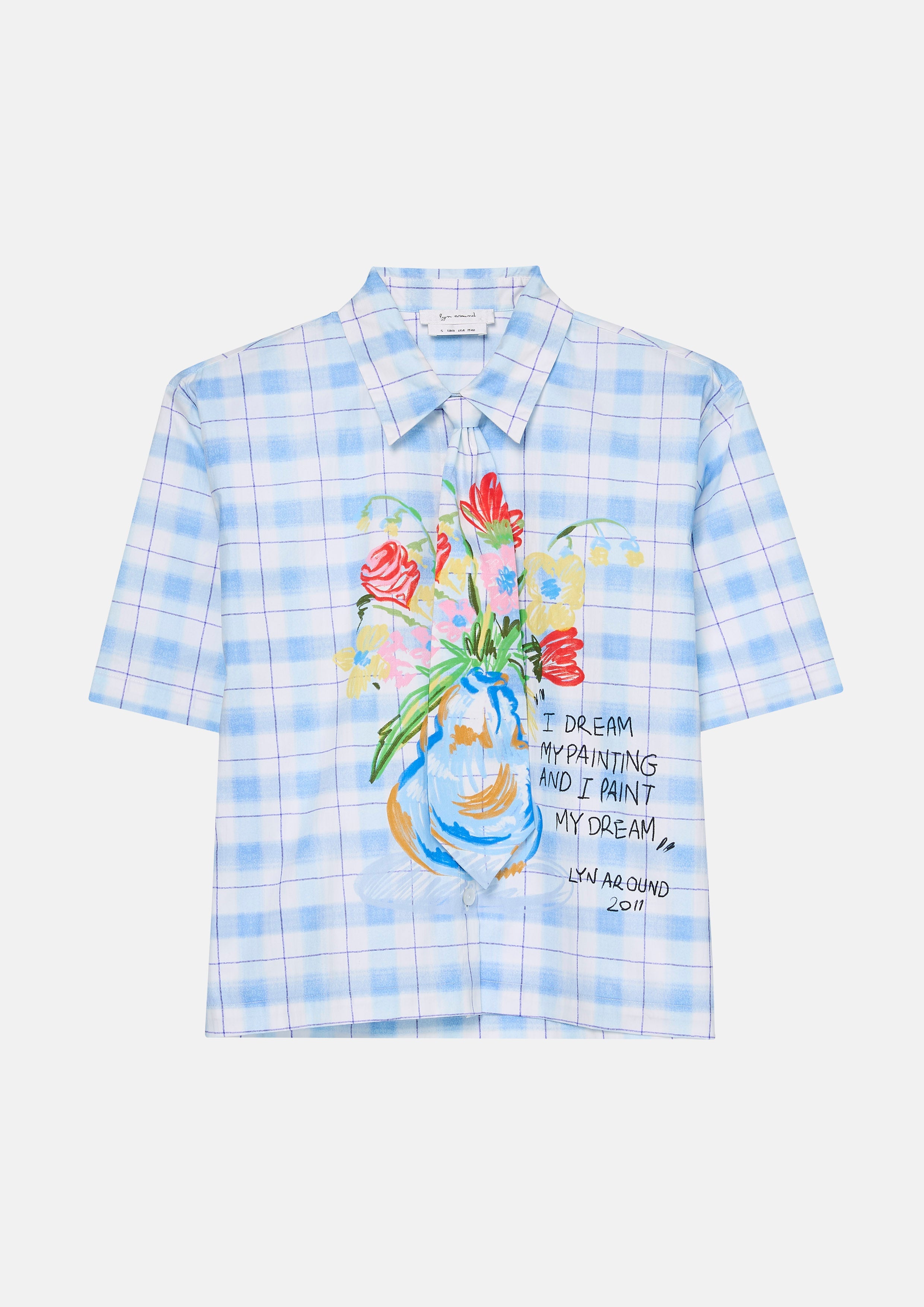 เสื้อเชิ้ตแขนสั้นลายตารางพิมพ์ลายดอกไม้ คอลเลกชัน You Are Magic