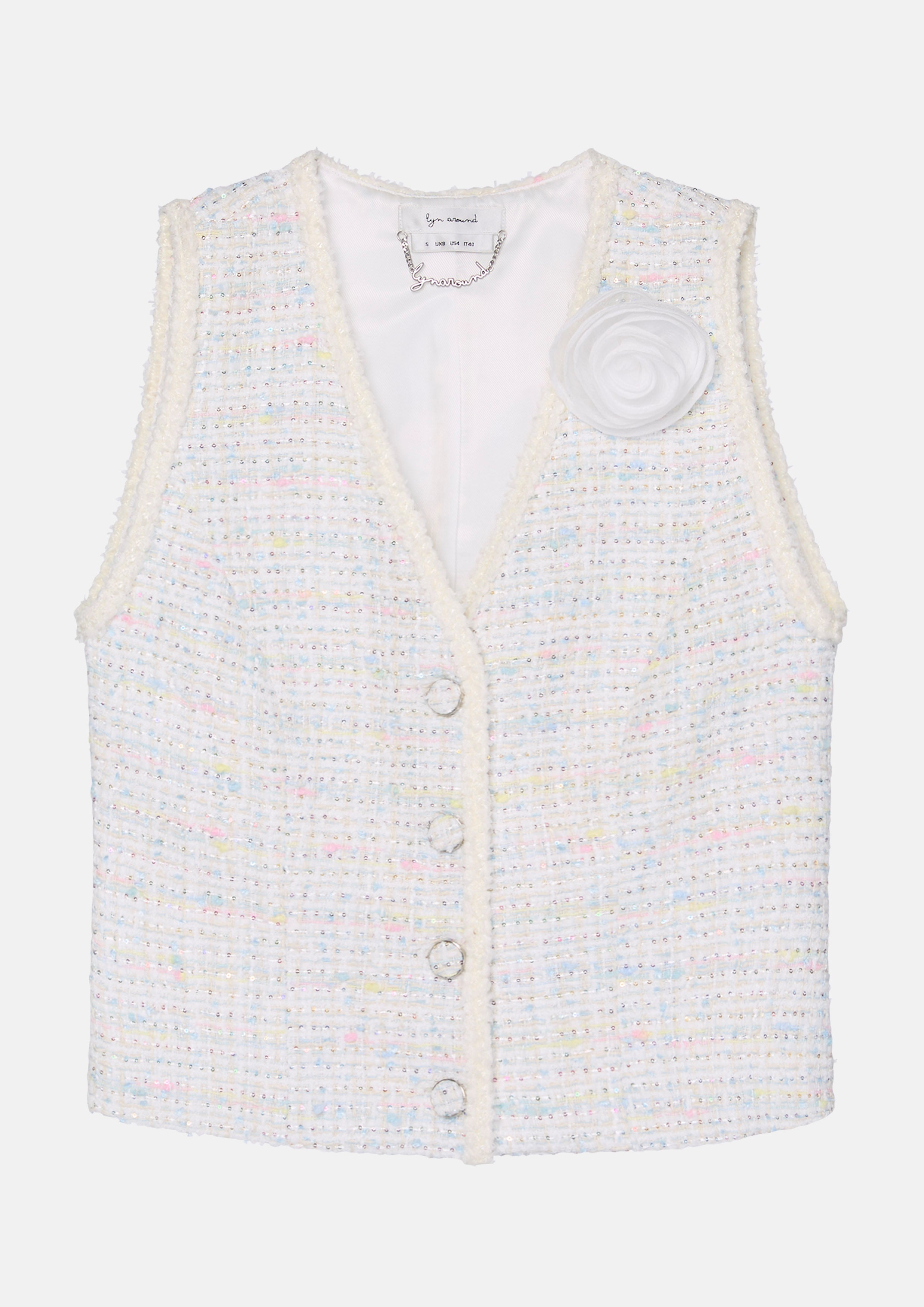 Tweed Floral Embellished Vest Sweet Nothing