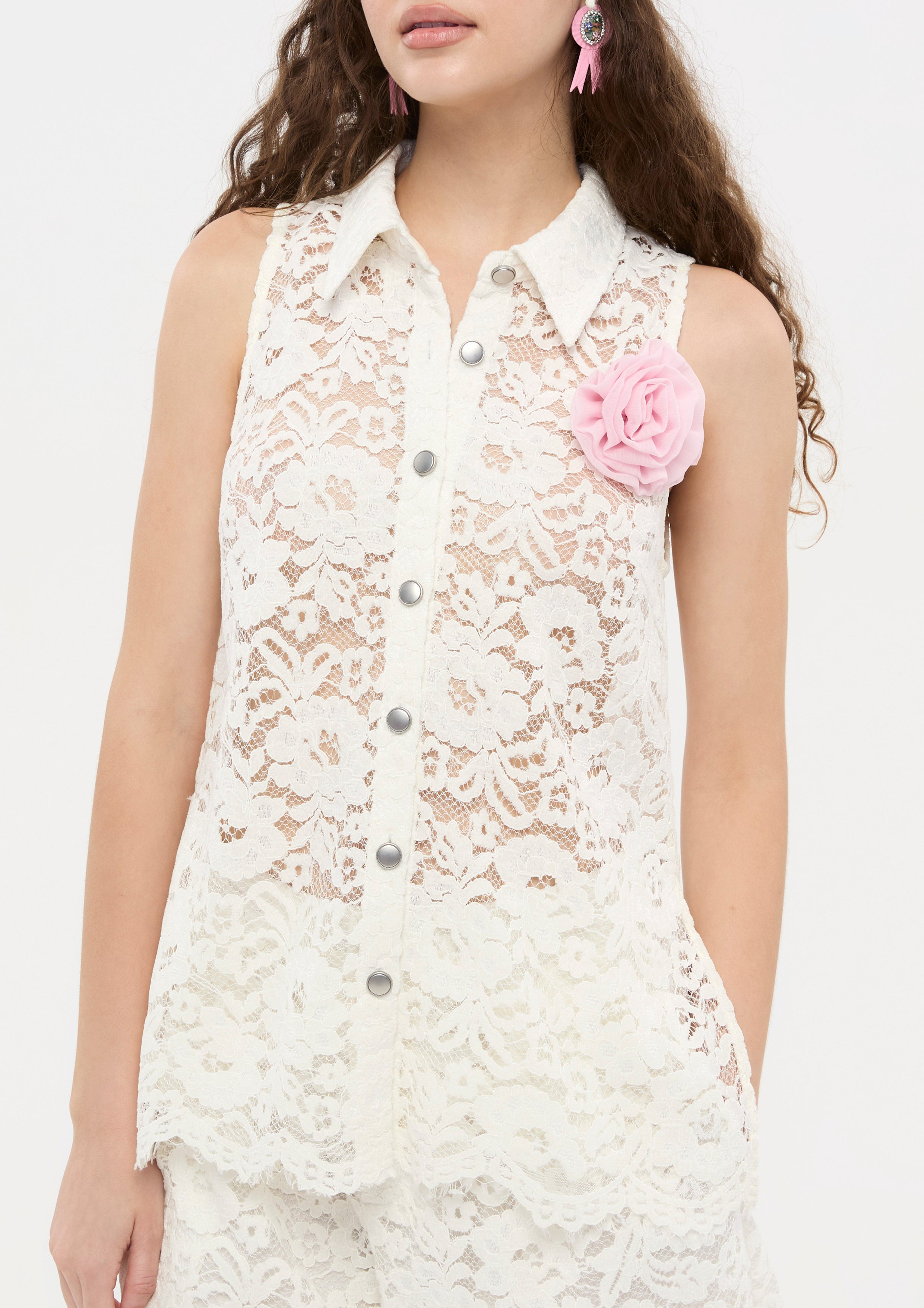 Rose Embellished Sleeveless Top Sweet Nothing