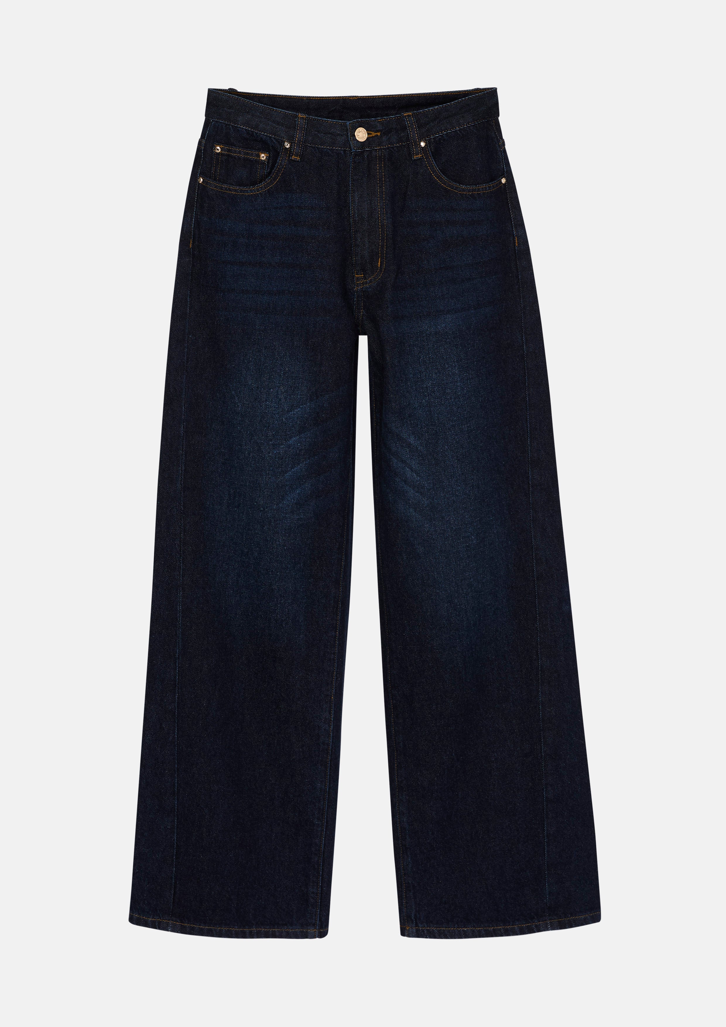Faded Contrast Stitching Relax Trousers Basic Denim