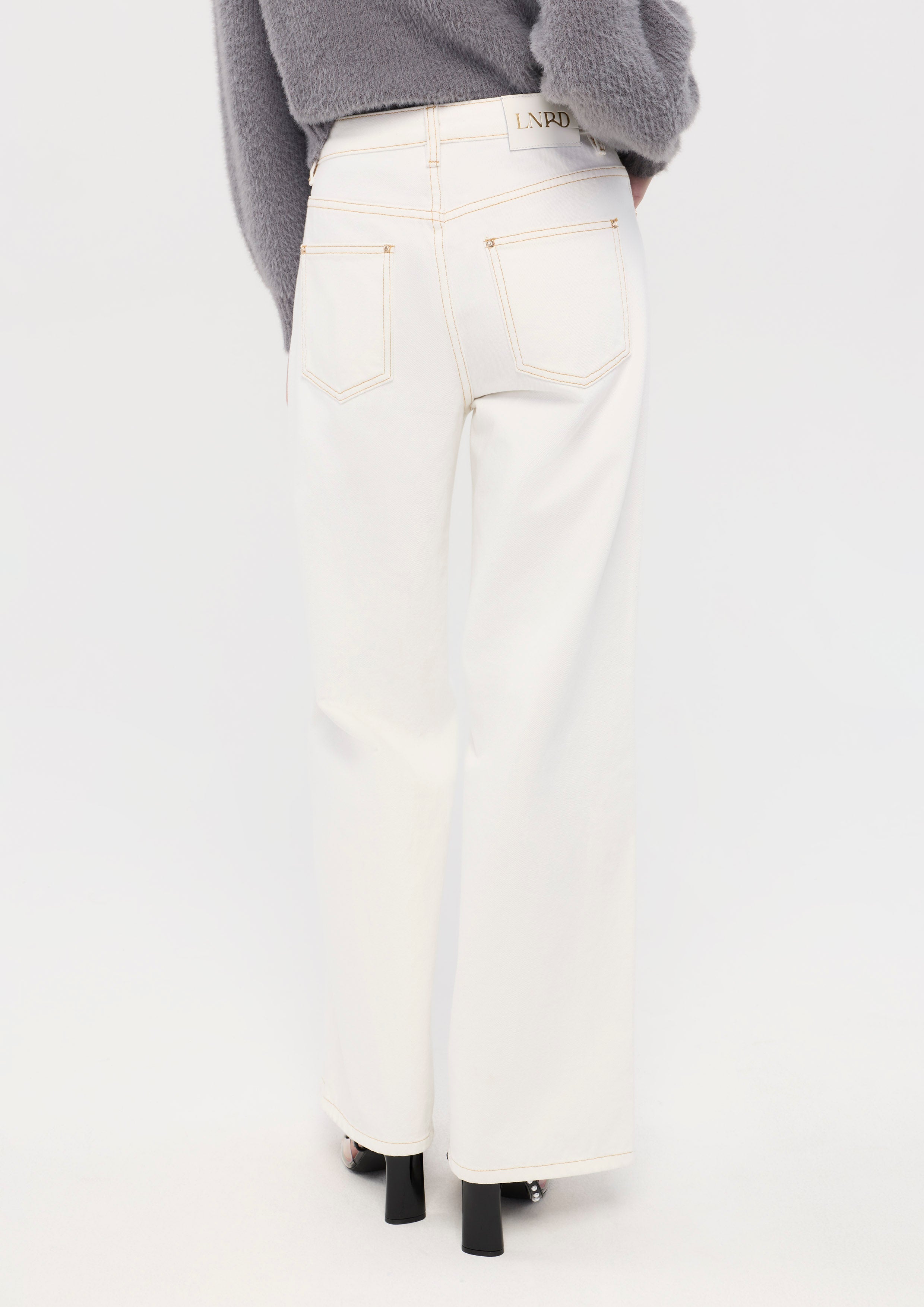 Contrast Stitching Relax Trousers Basic Denim