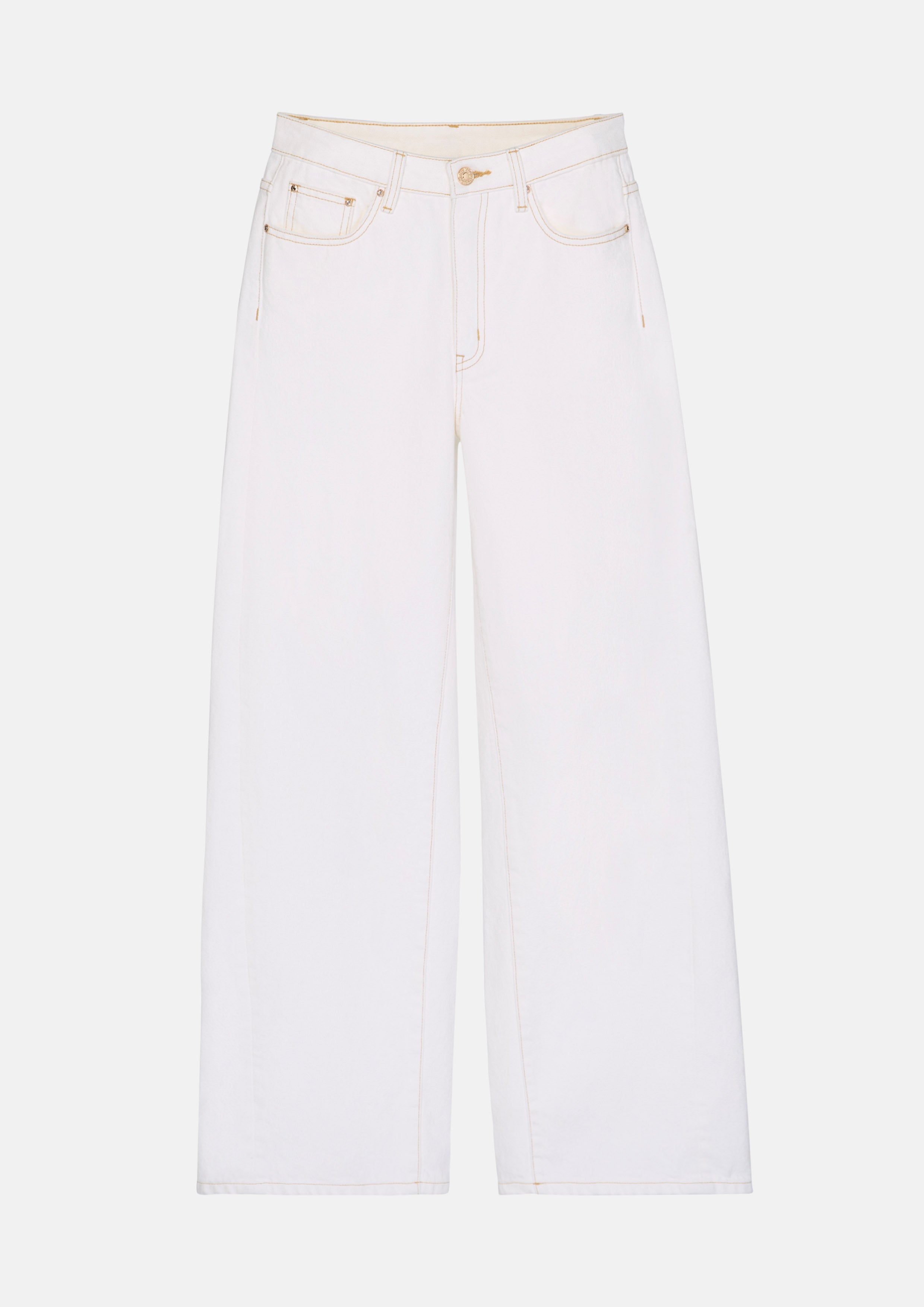 กางเกงขายาวทรงหลวมเดินด้ายคอนทราสต์ คอลเลกชัน Basic Denim