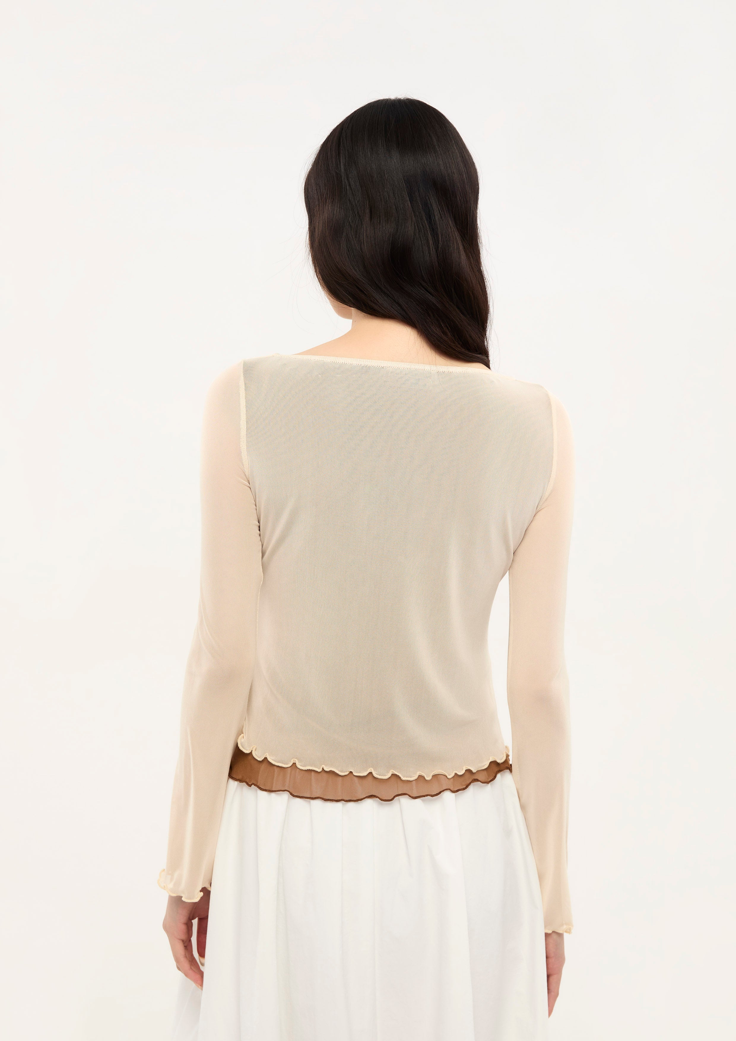 เสื้อแขนยาวผ้าเชียร์ปักลายดอกไม้ คอลเลกชัน Bloom in Shade & Shadow