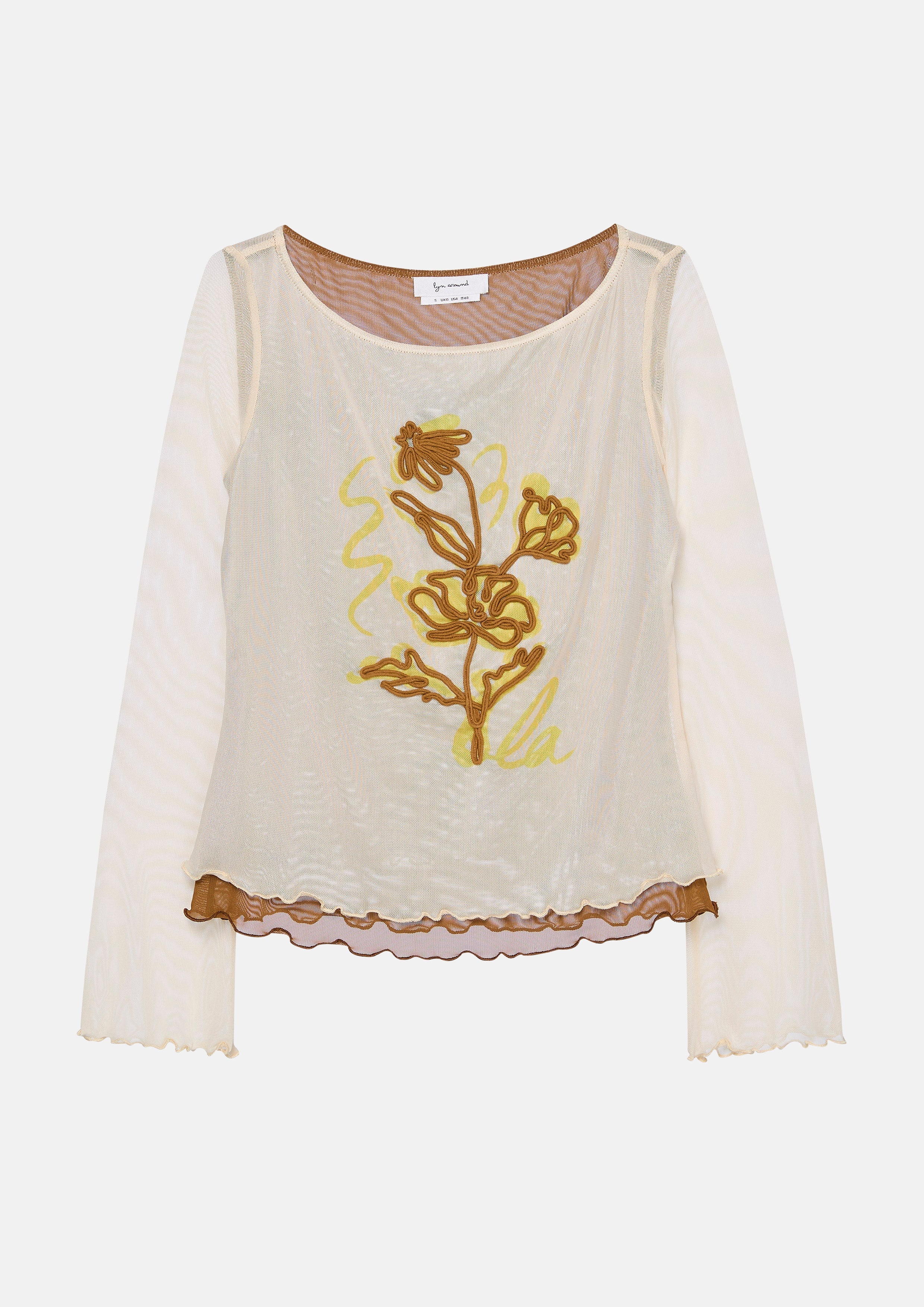 เสื้อแขนยาวผ้าเชียร์ปักลายดอกไม้ คอลเลกชัน Bloom in Shade & Shadow