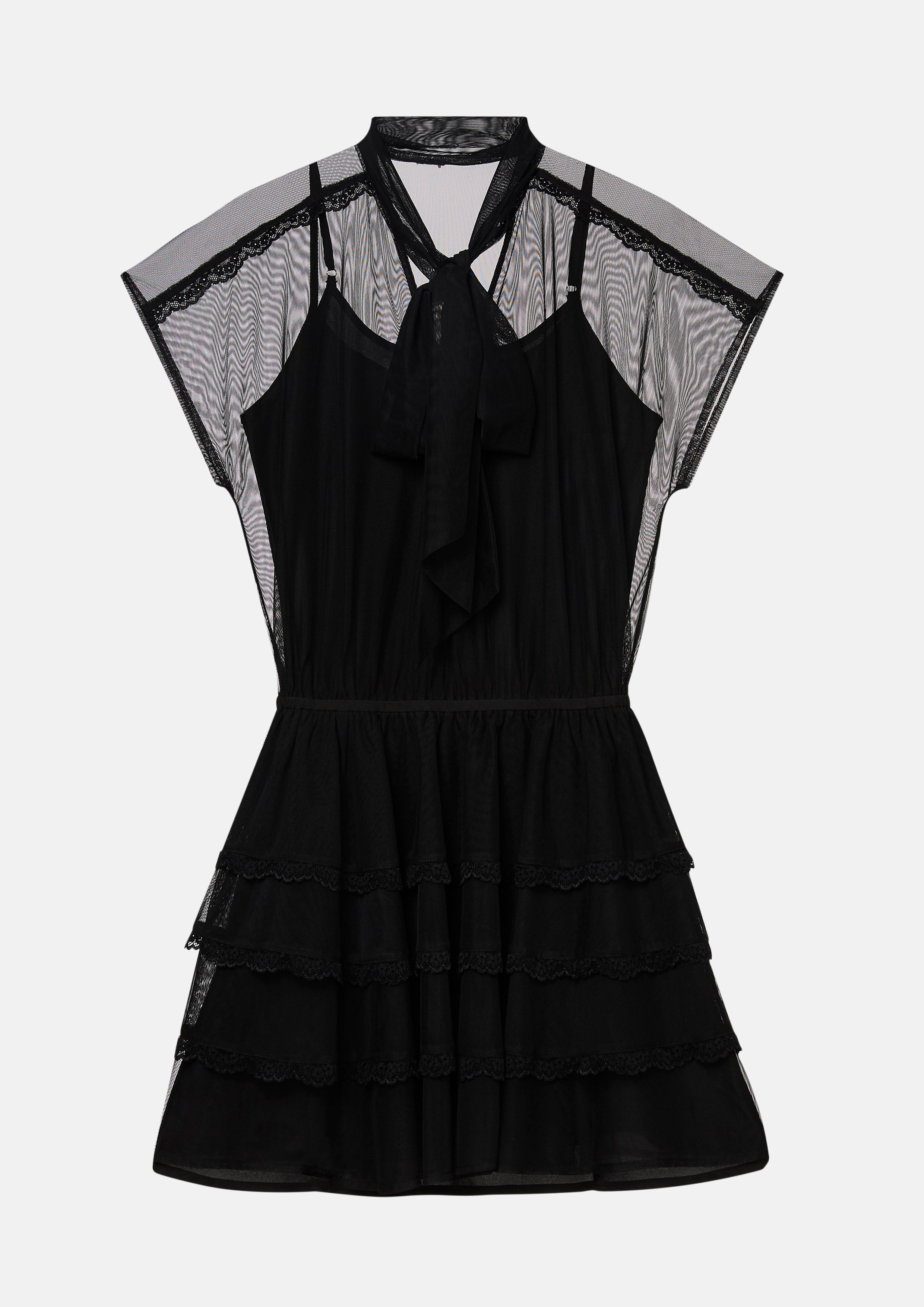 Mesh Ruffle Skirt Mini Dress Bloom in Shade & Shadow