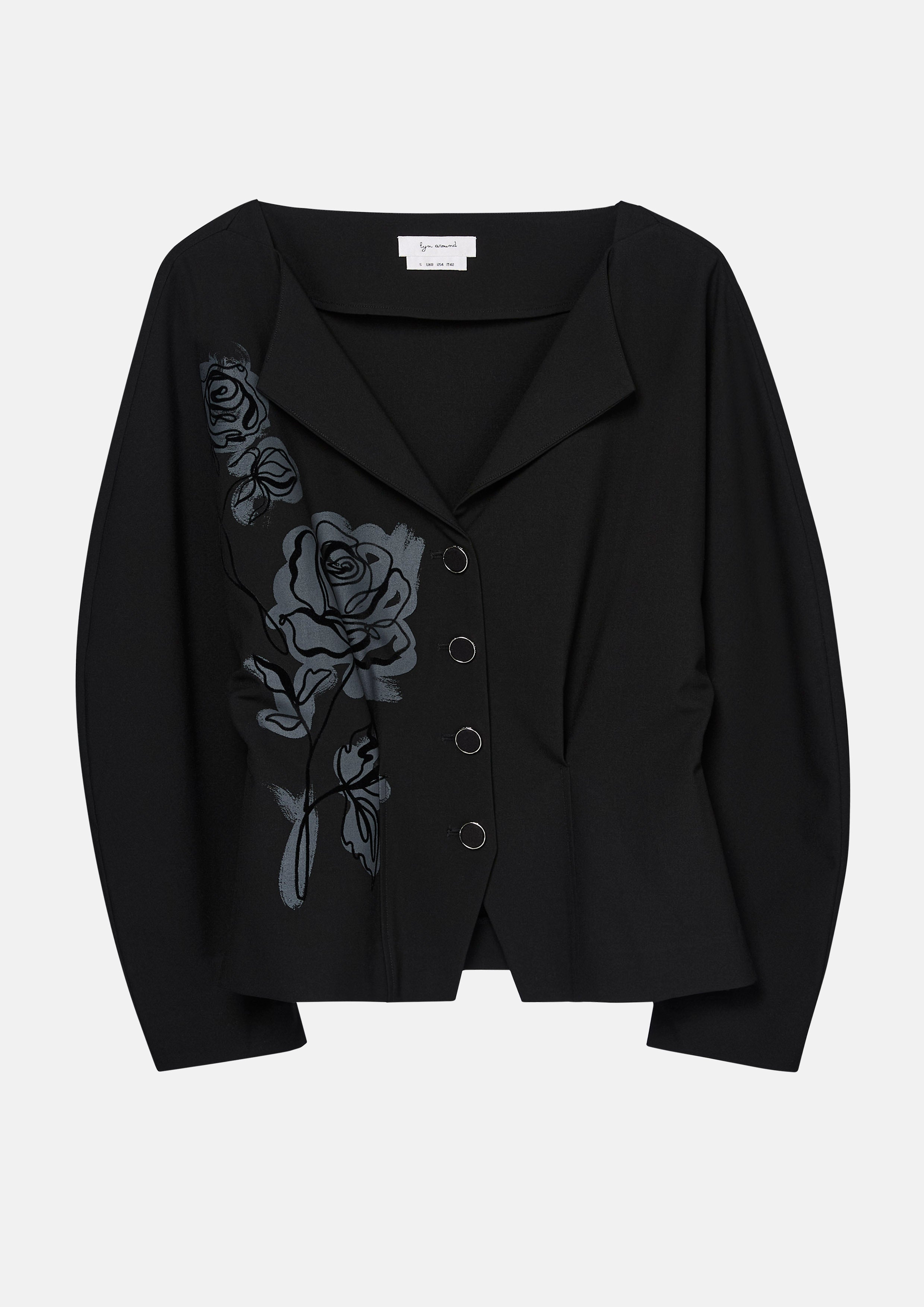 เสื้อเบลาส์แขนยาวพิมพ์ลายดอกกุหลาบ คอลเลกชัน Bloom in Shade & Shadow