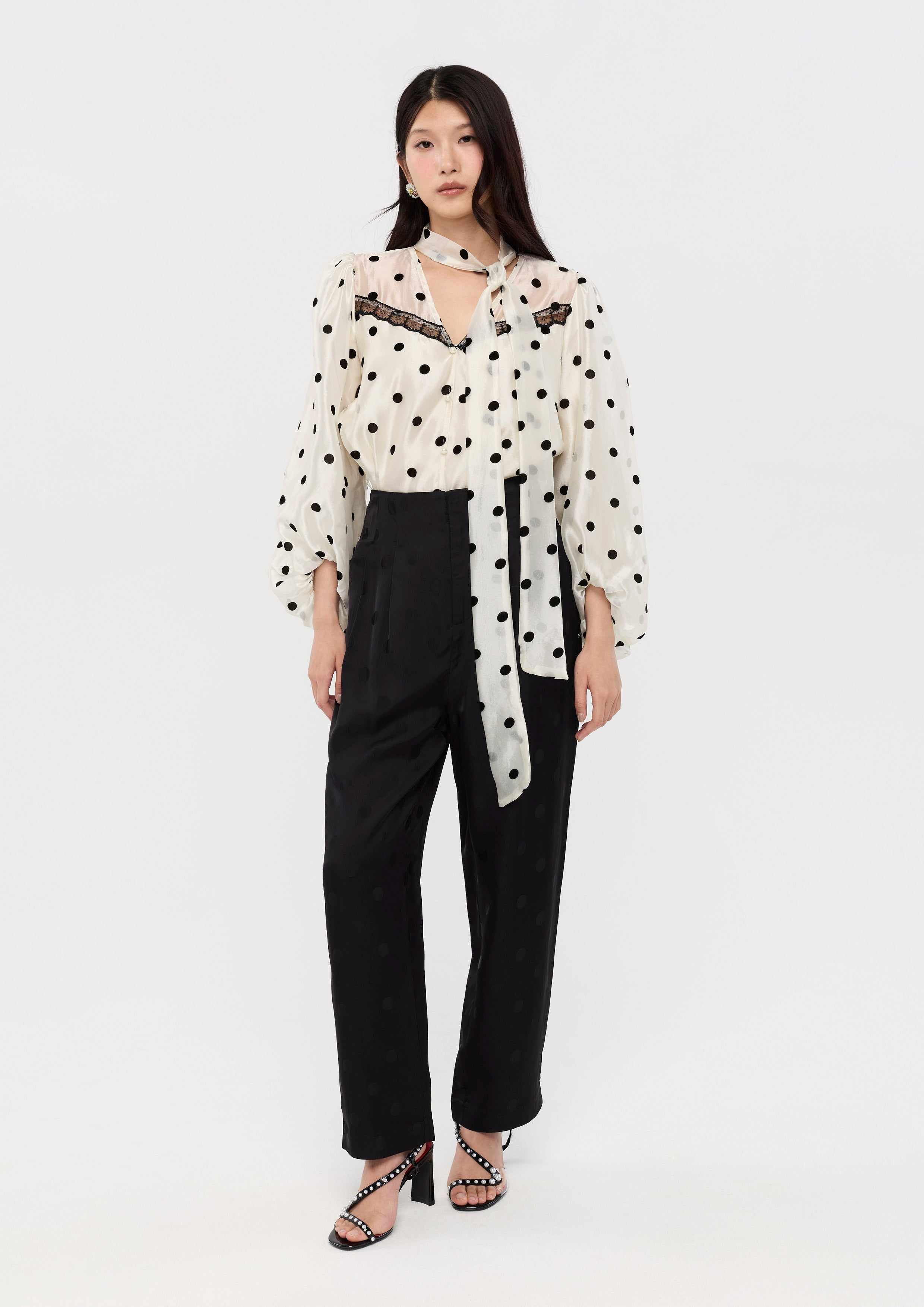 Polkadot Long Sleeve Shirt La Femme Demure