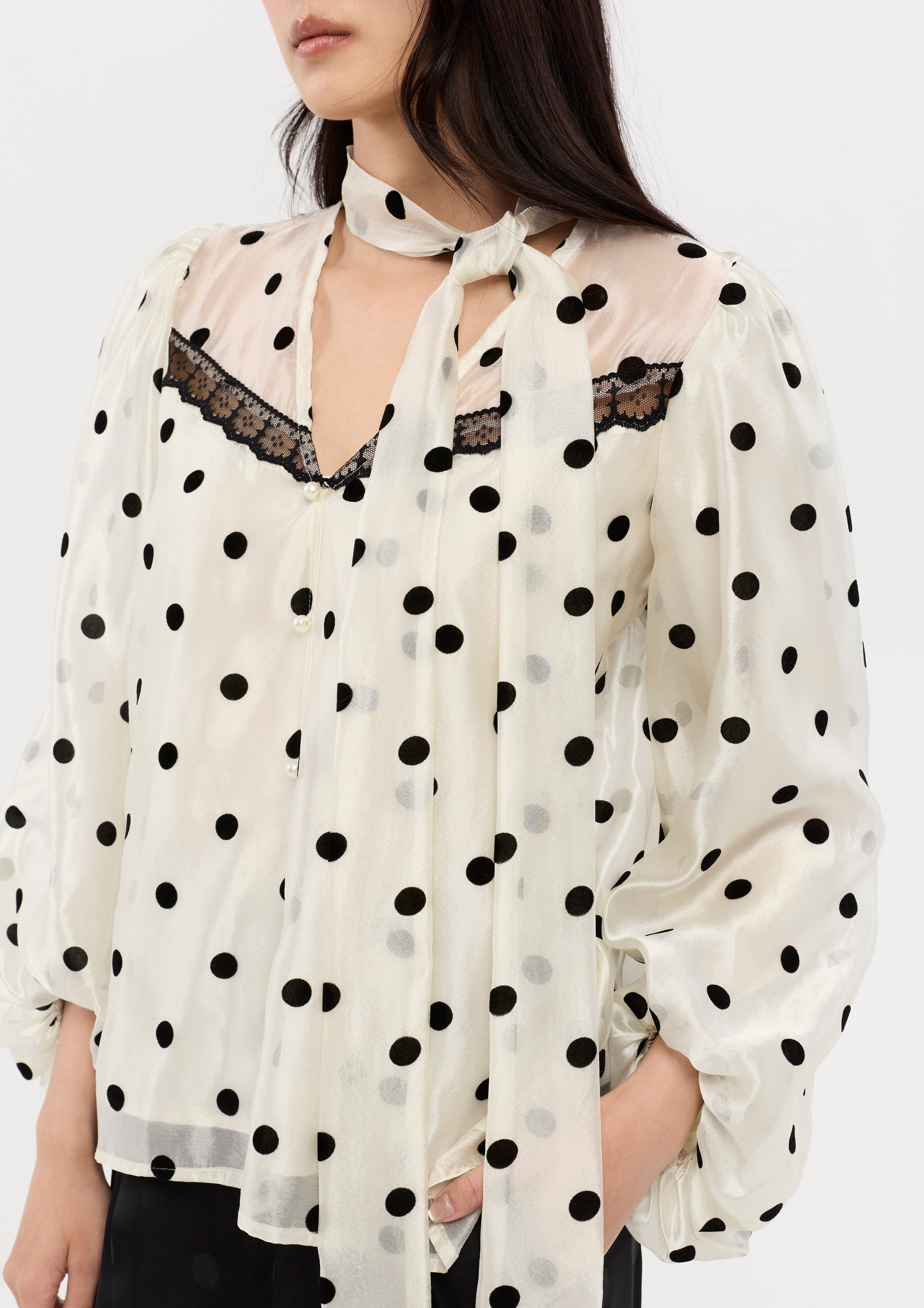Polkadot Long Sleeve Shirt La Femme Demure