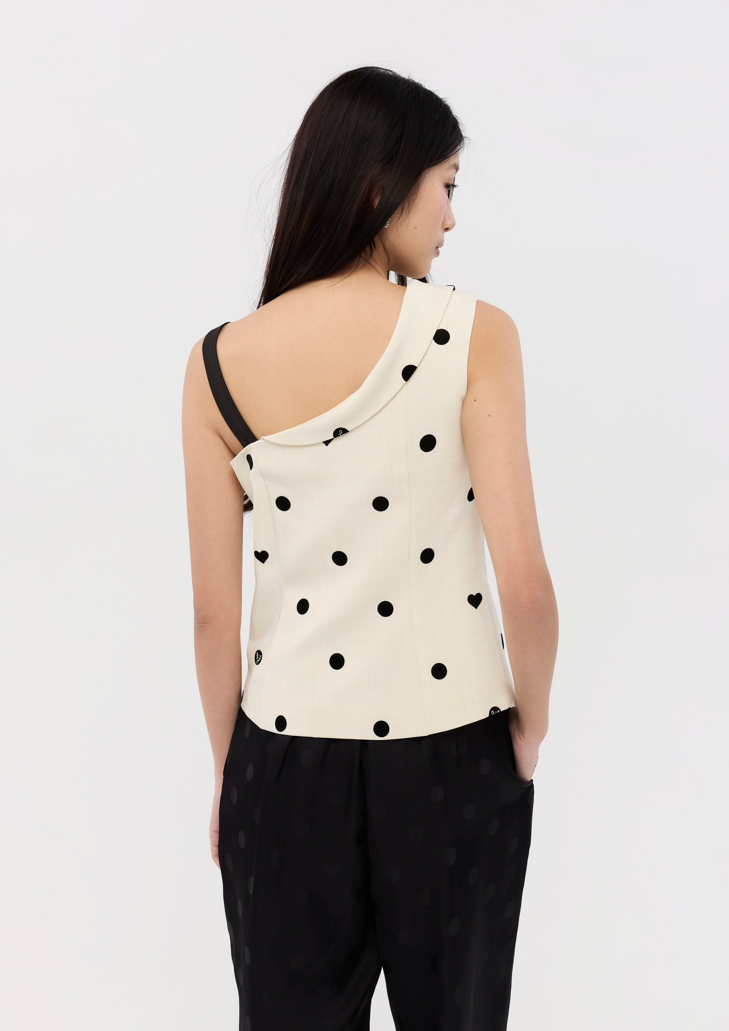 Polkadot Rose Applique Top La Femme Demure