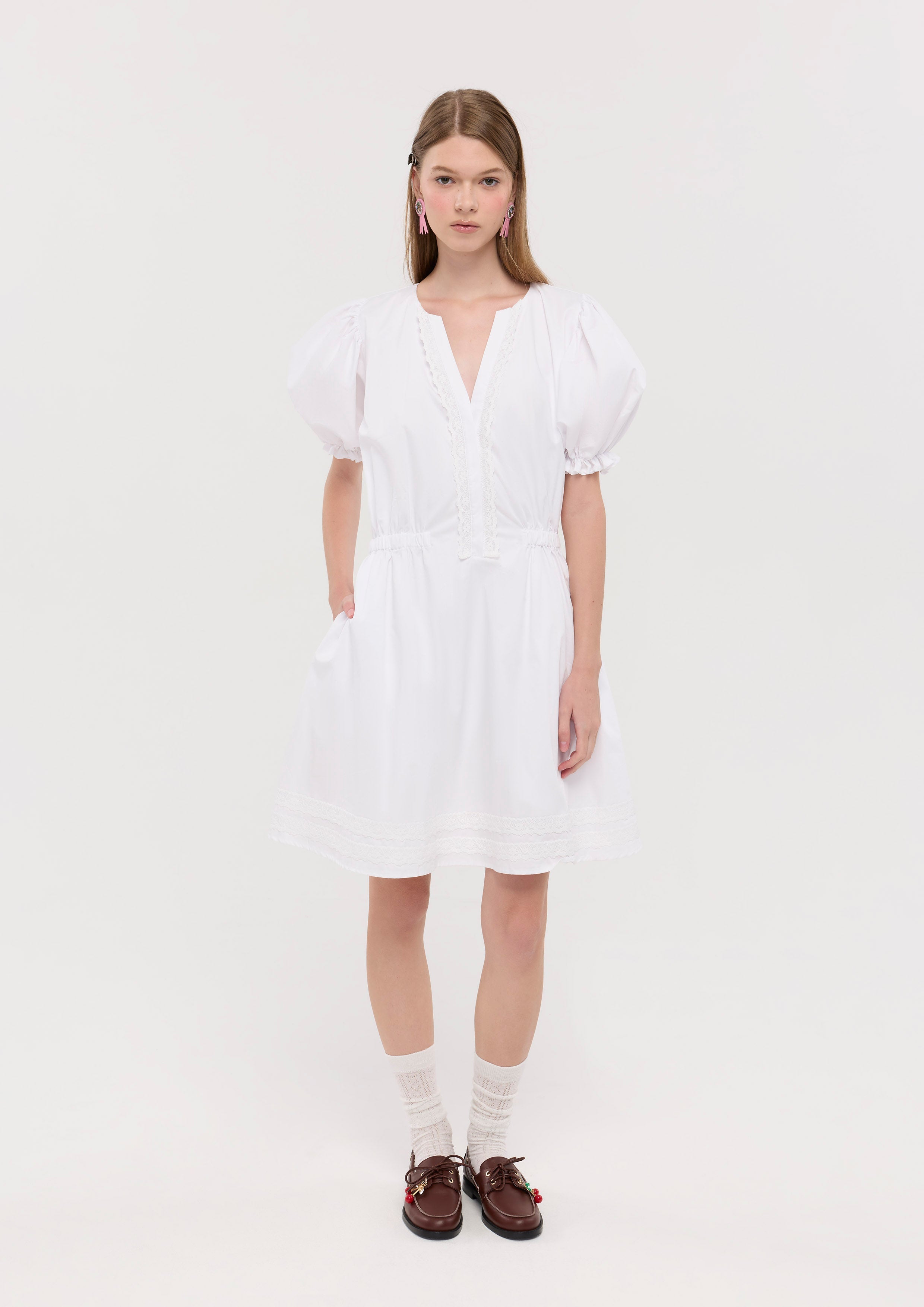 Lace Trim Short Sleeve Mini Dress Sweet Nothing