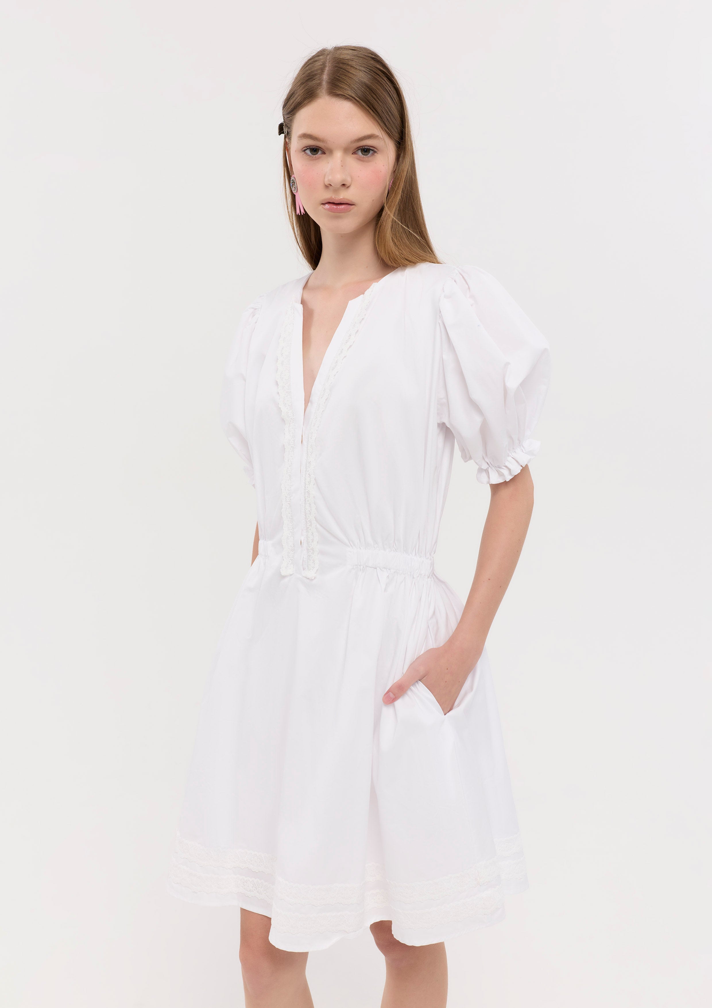 Lace Trim Short Sleeve Mini Dress Sweet Nothing