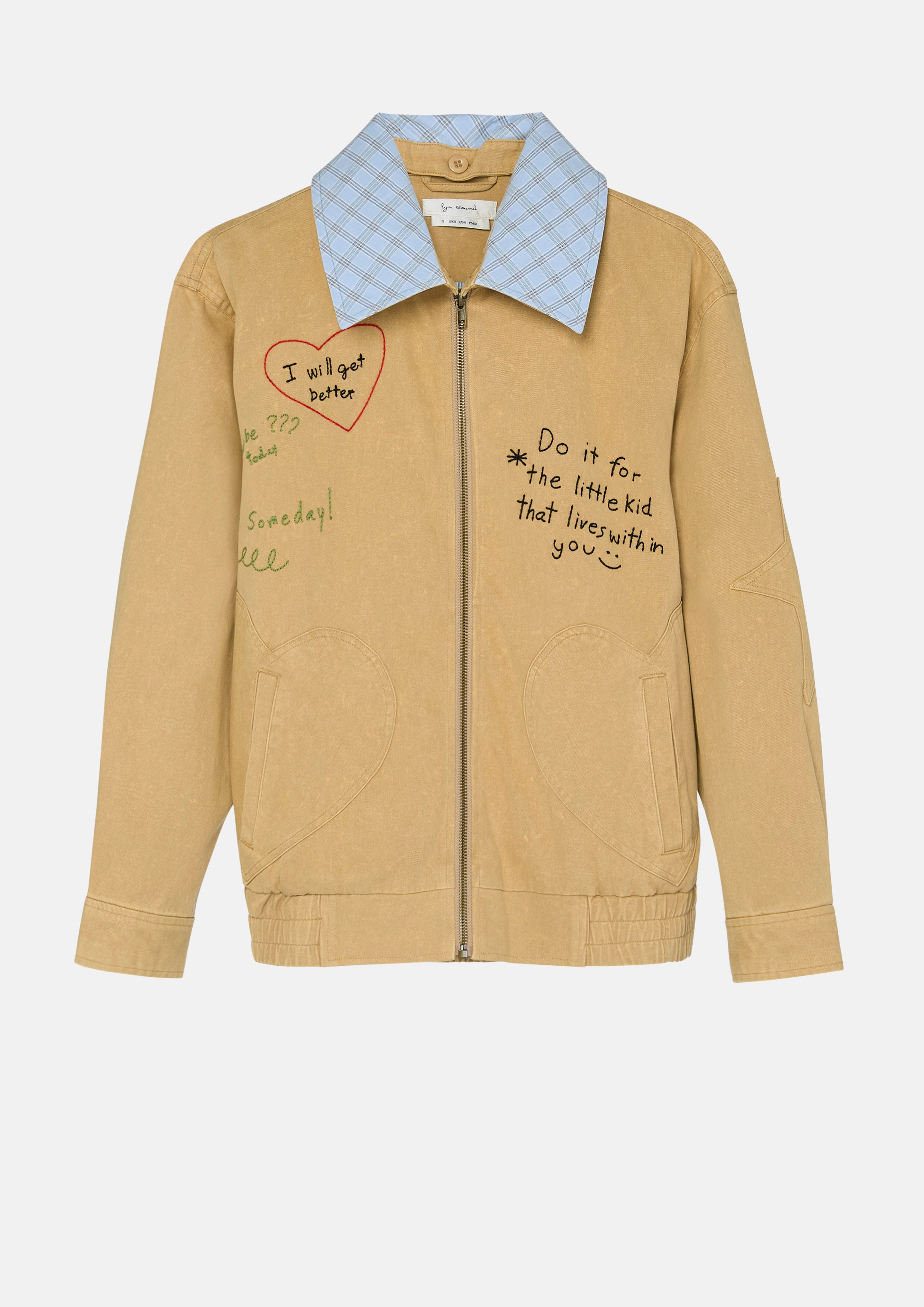 Embroidered Checkered Collar Jacket You Are Magic
