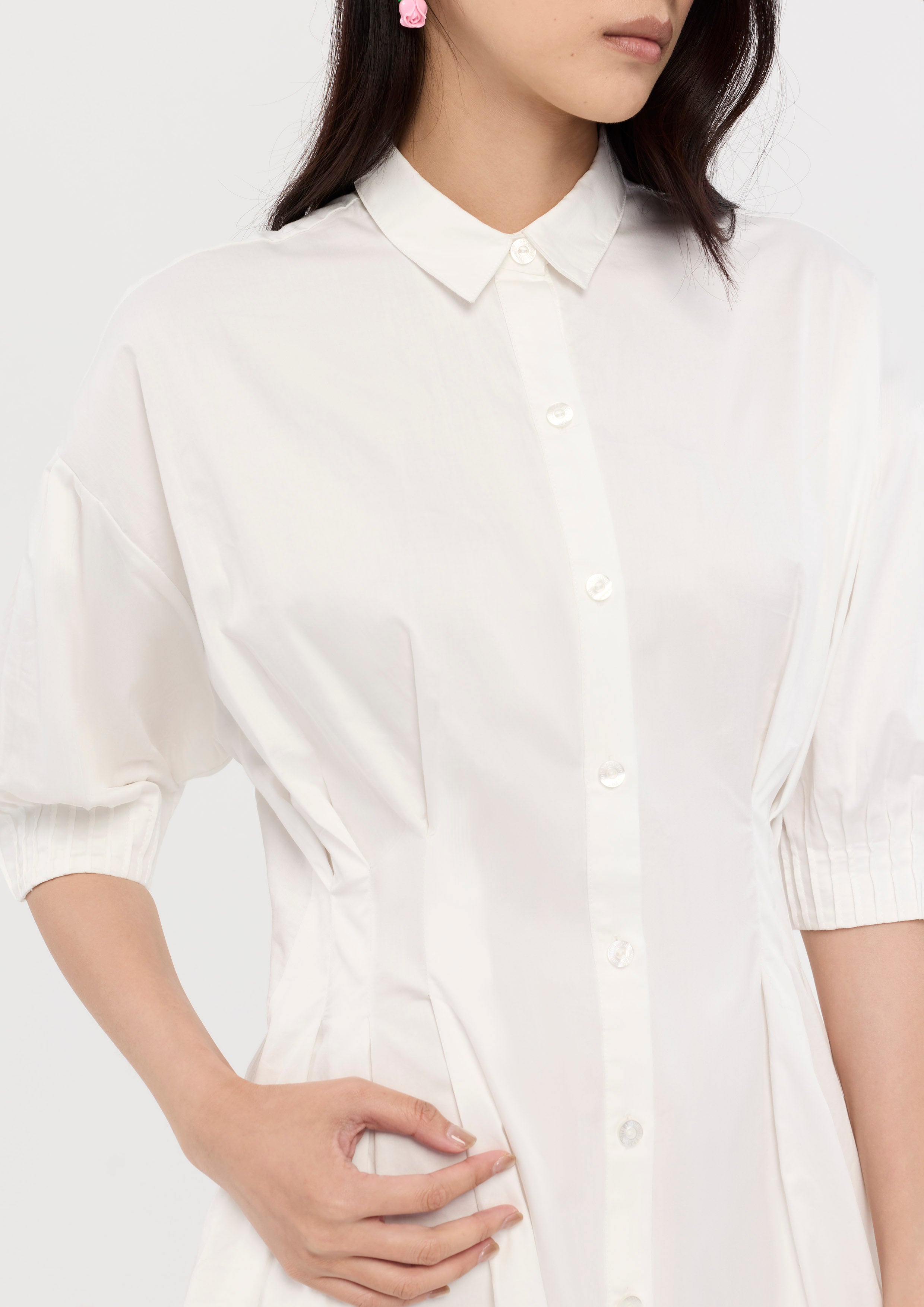Cinched Waist Button Up Mini Dress Sweet Nothing