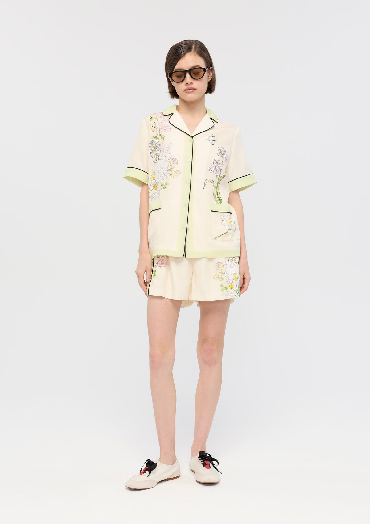 Floral Print Linen Shirt Garden Poetry