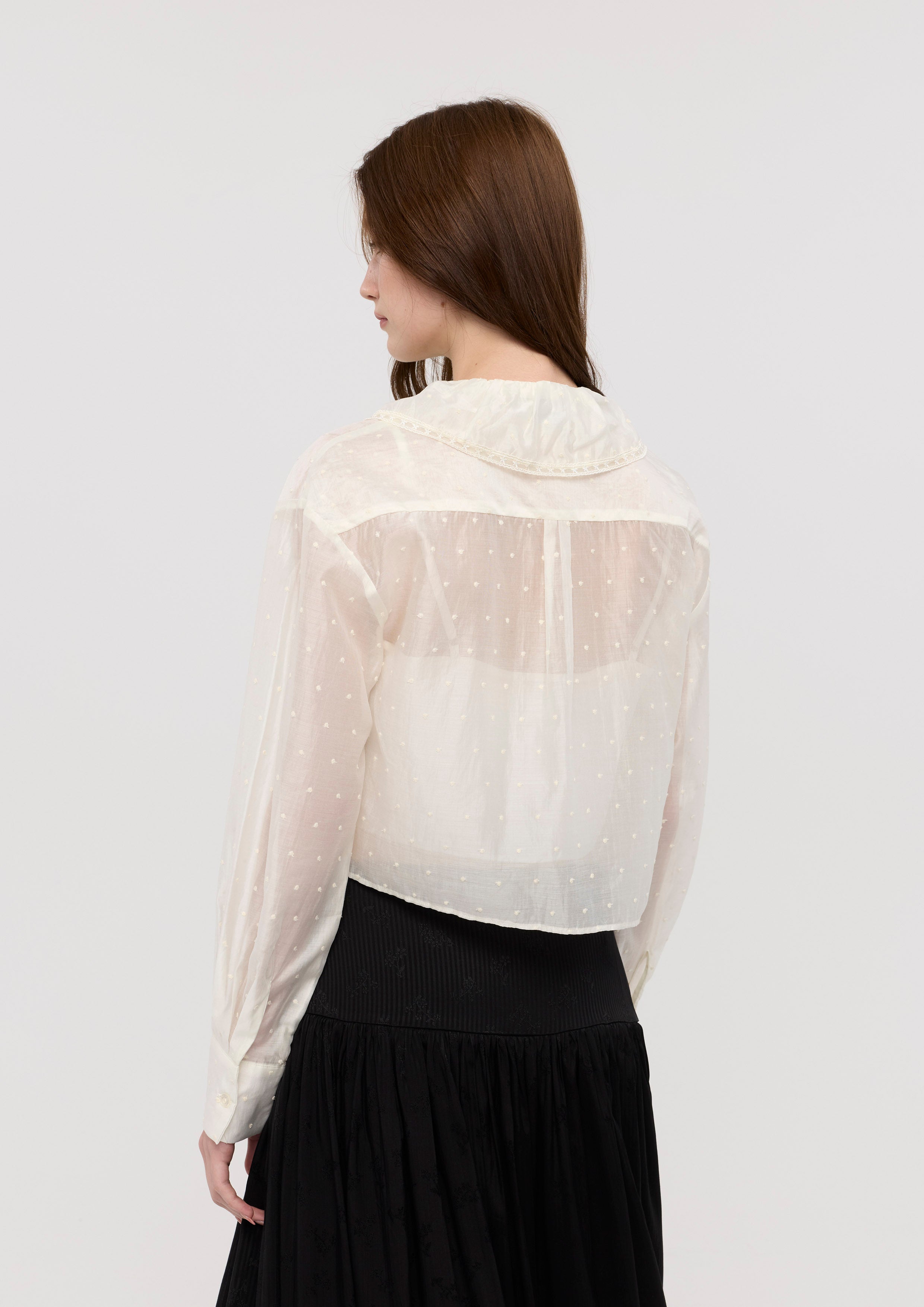 Rose Applique Sheer Shirt Garden Poetry