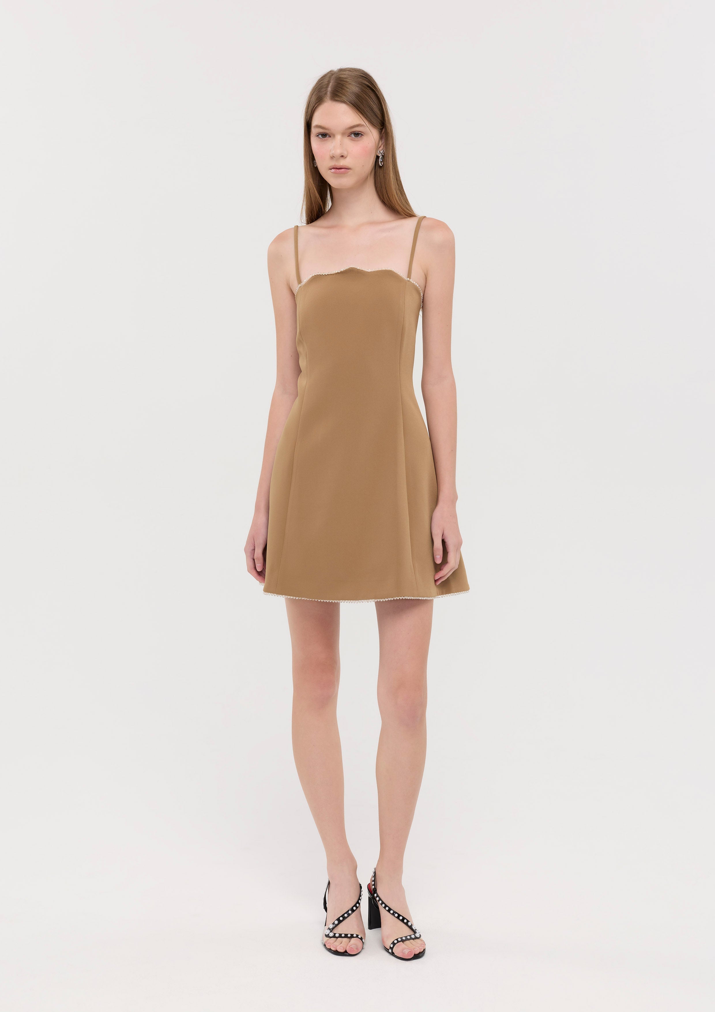 Crystal Trim Cami Strap Mini Dress Garden Poetry