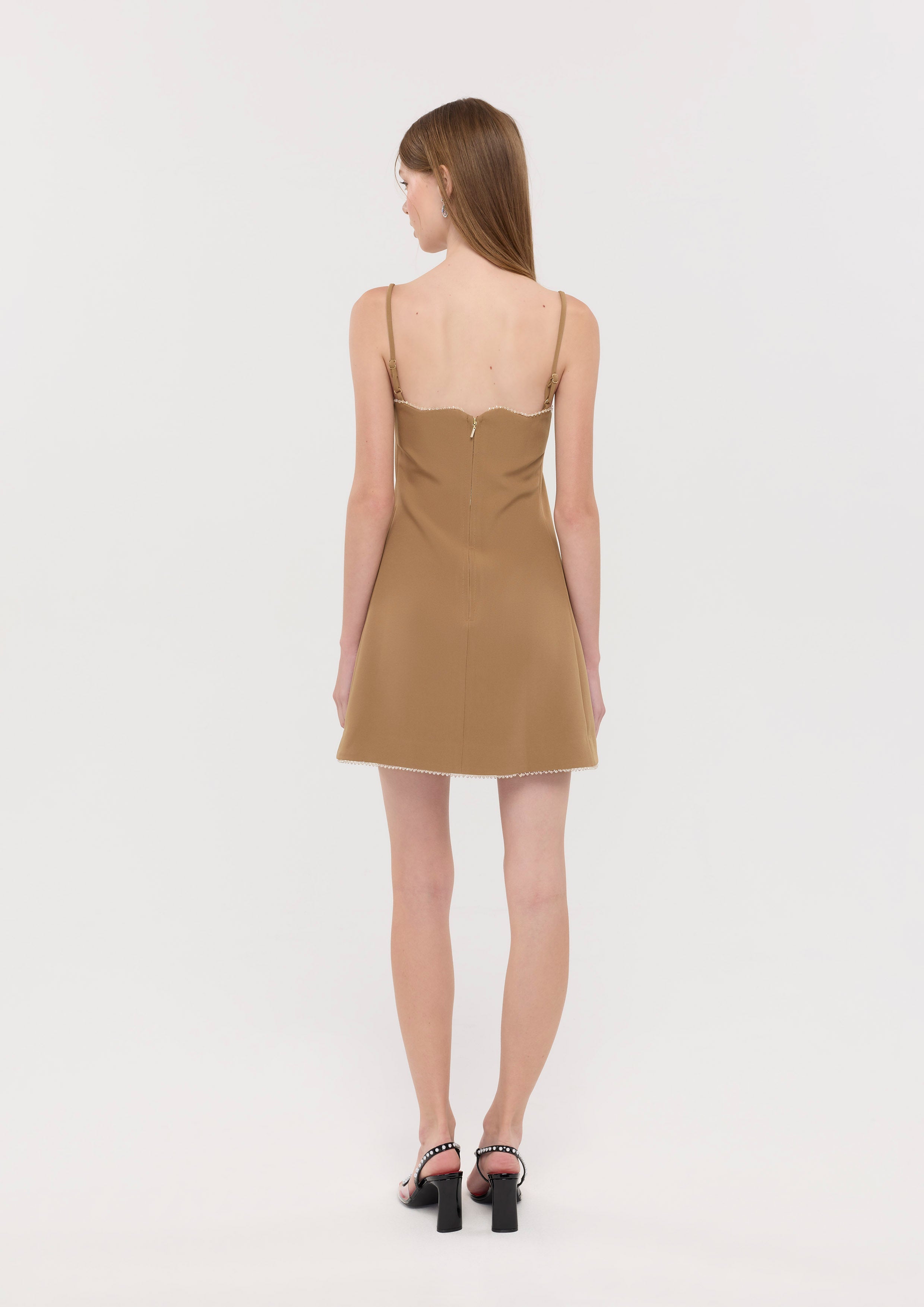 Crystal Trim Cami Strap Mini Dress Garden Poetry