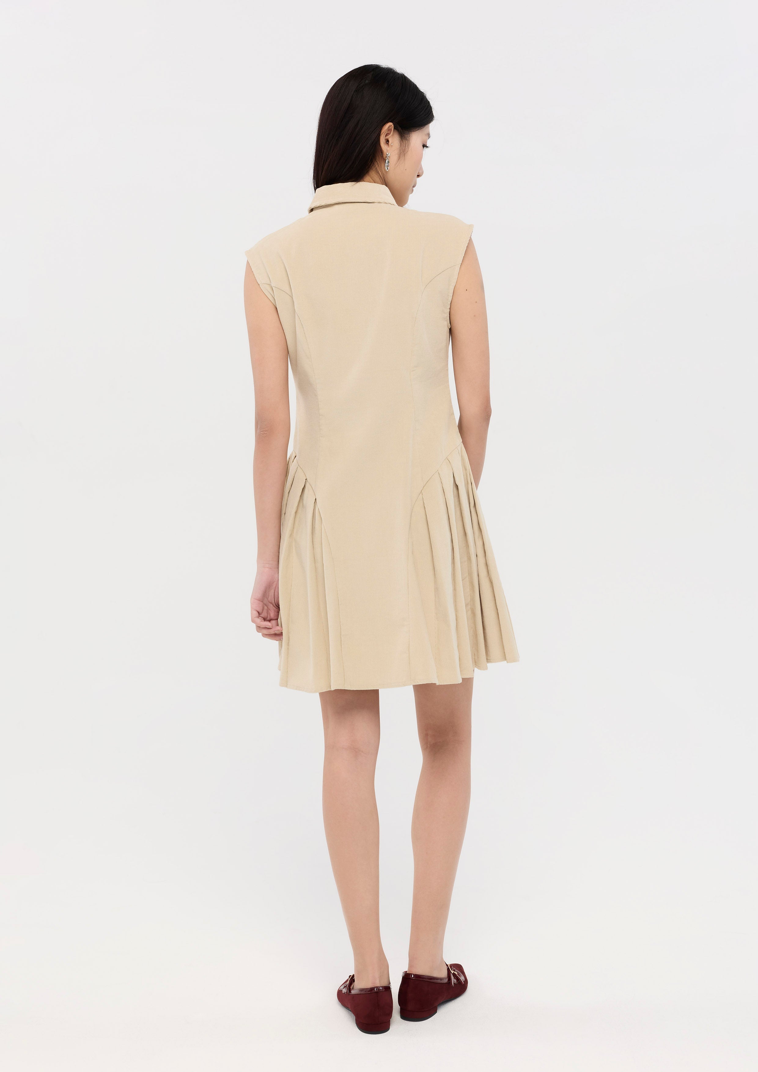 Sleeveless Corduroy Mini Dress Garden Poetry