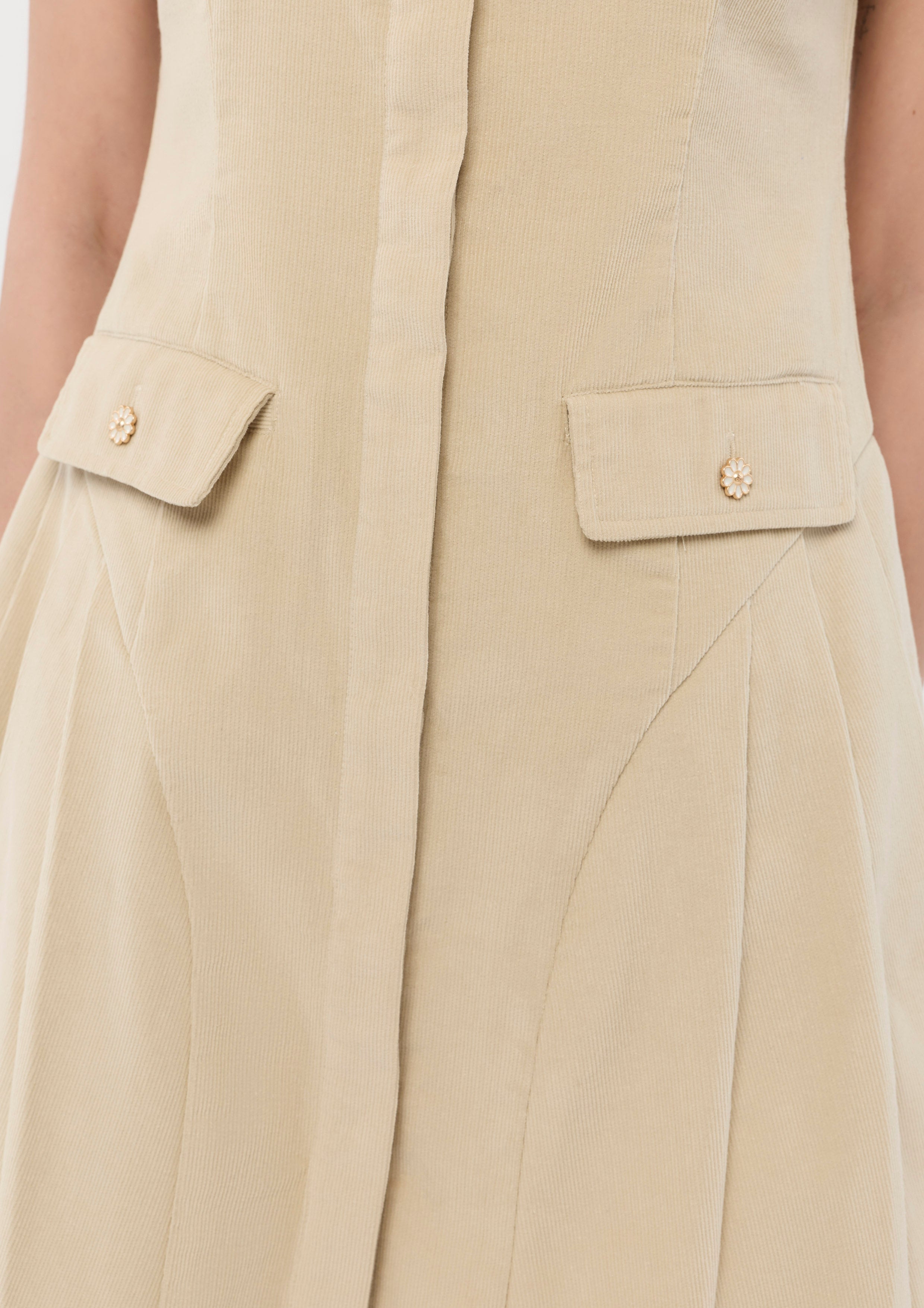 Sleeveless Corduroy Mini Dress Garden Poetry