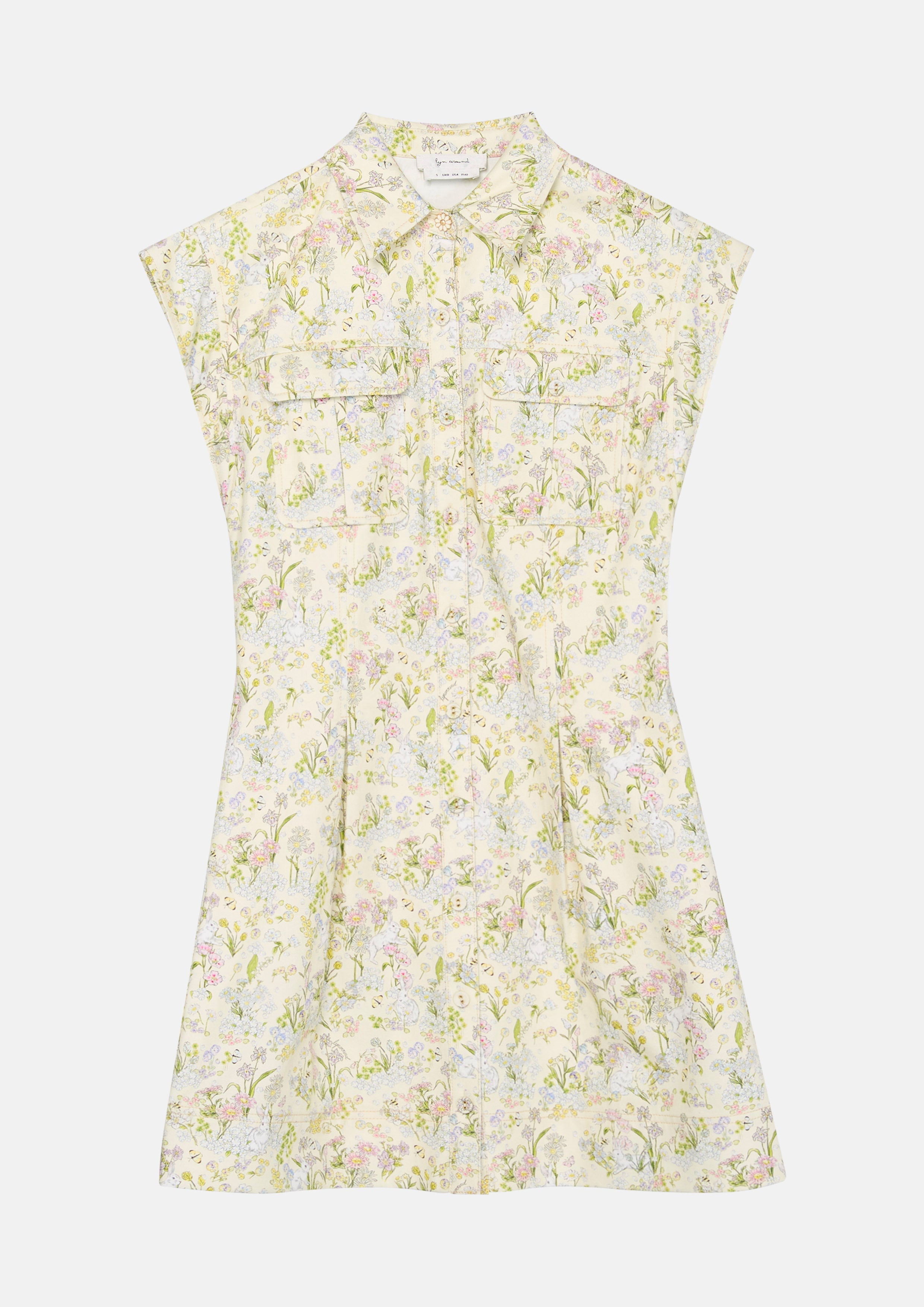 Print Short Sleeve Mini Dress Garden Poetry