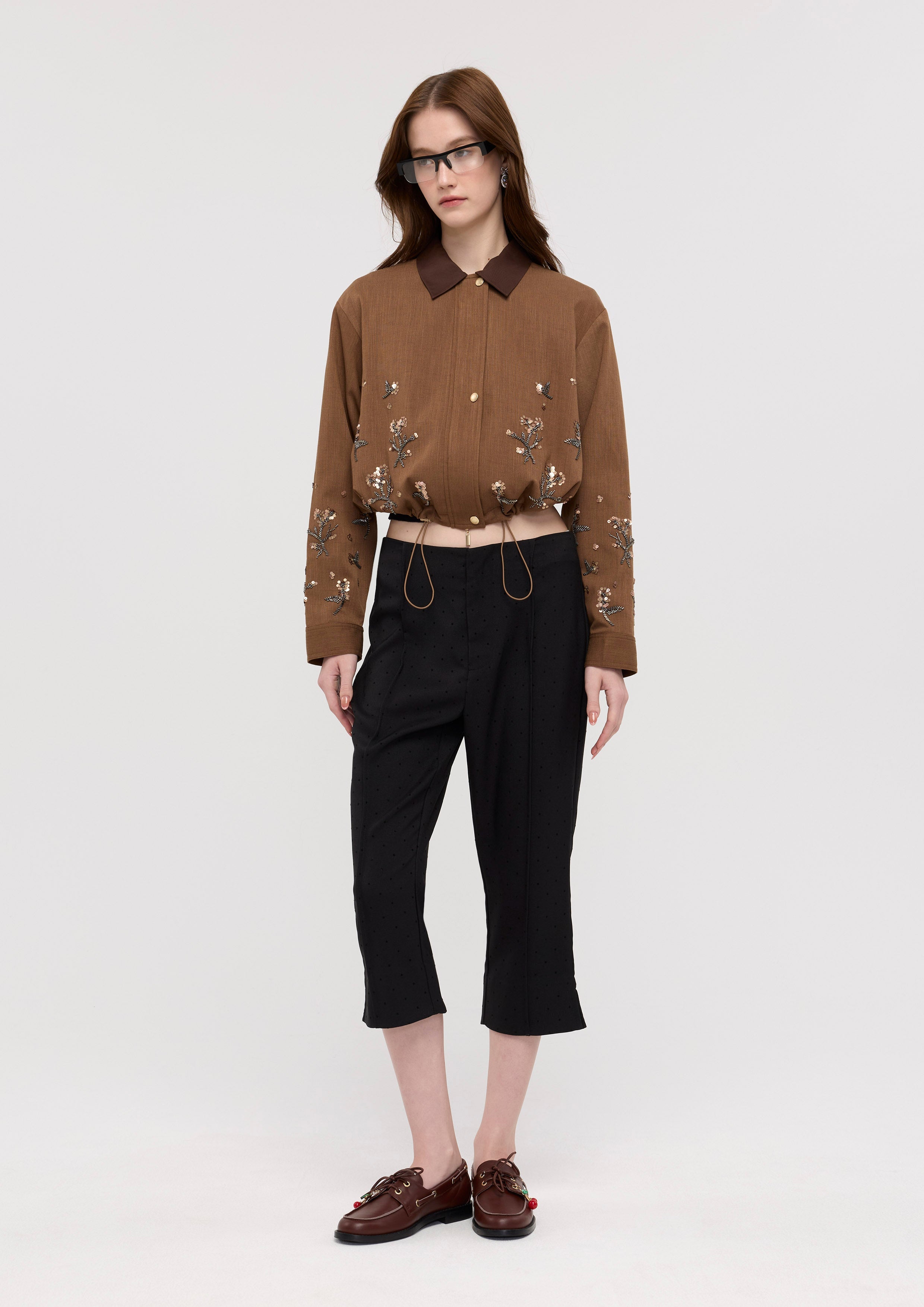 Sequin Floral Crop Jacket Garden Poetry