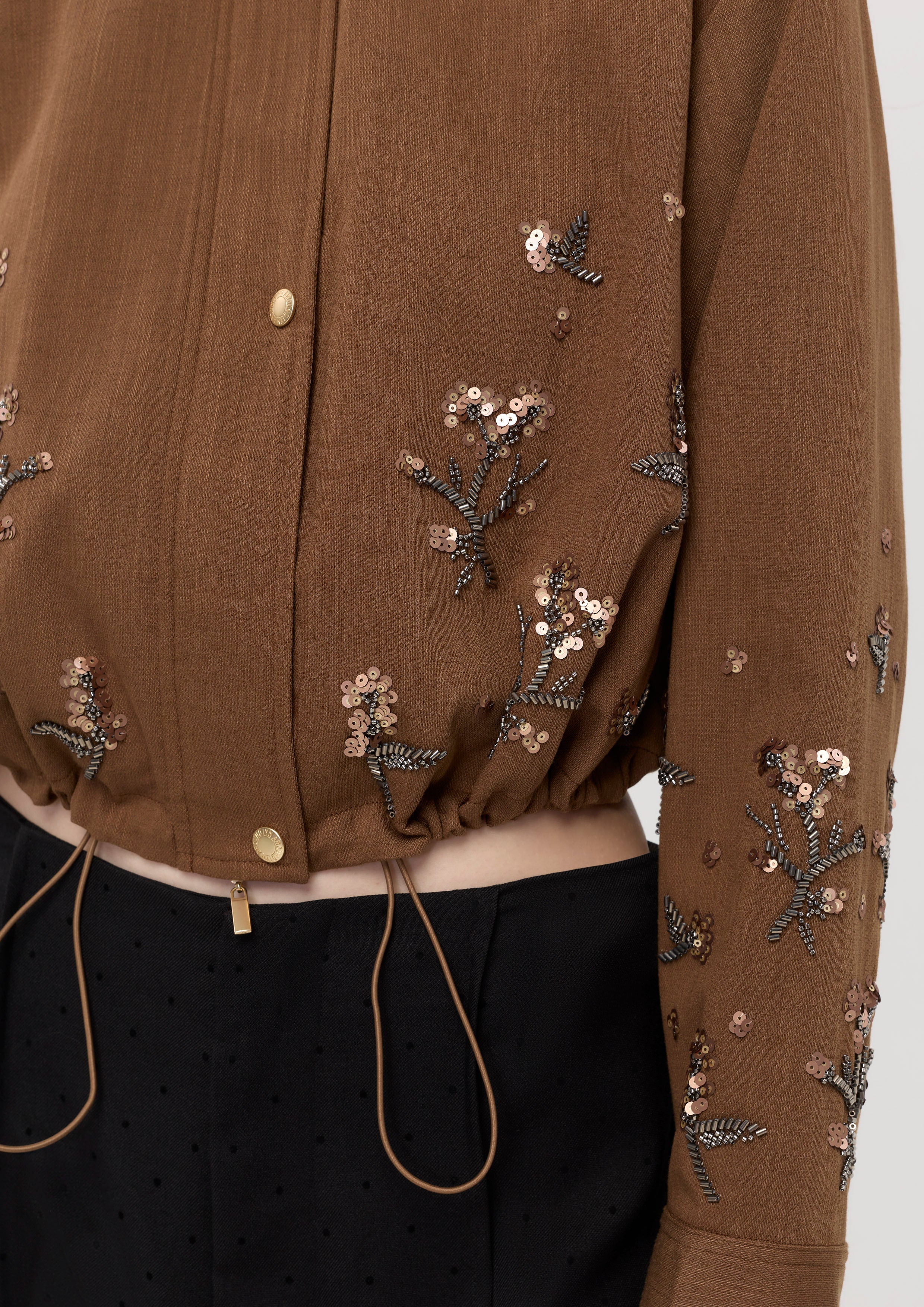 Sequin Floral Crop Jacket Garden Poetry