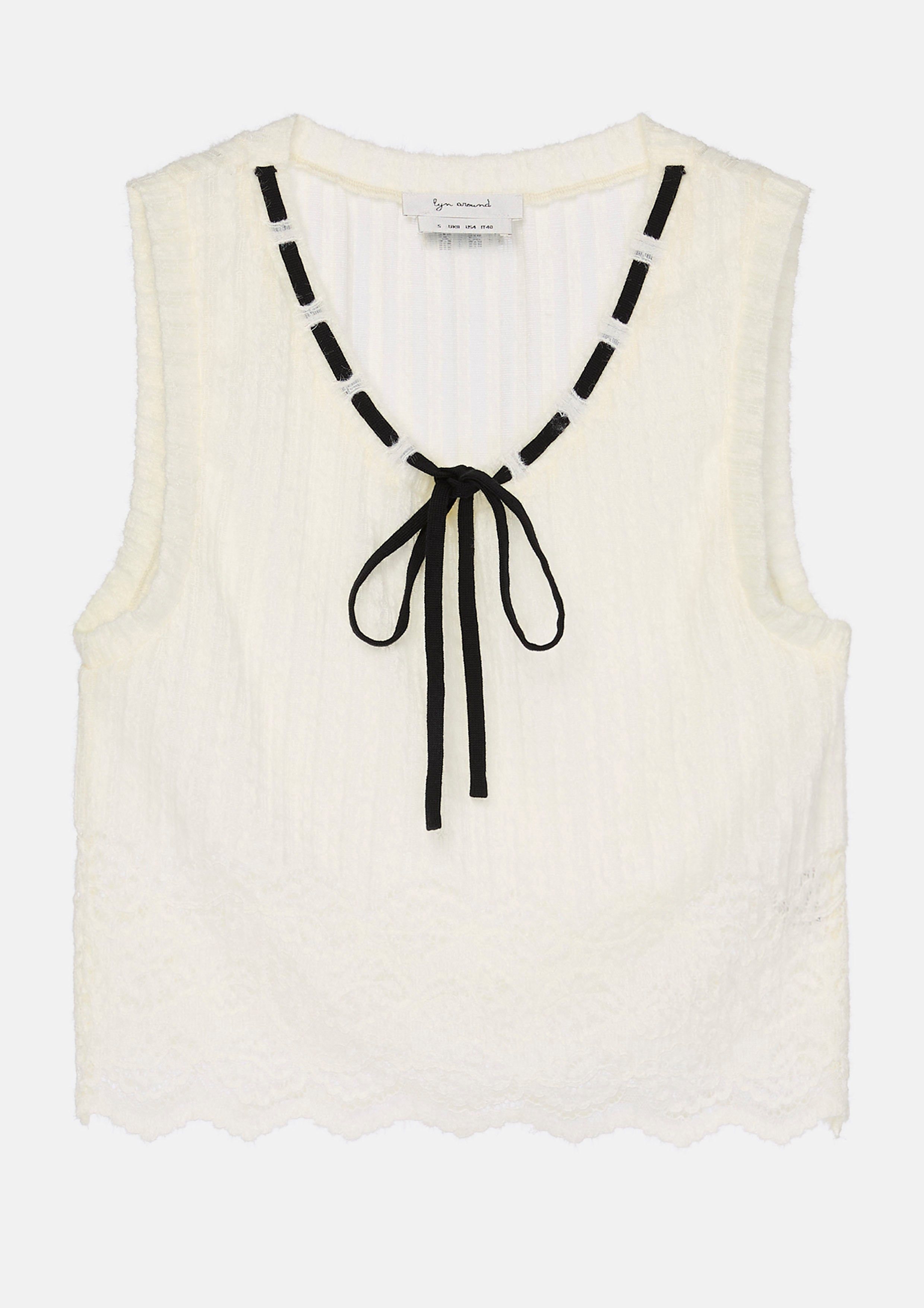 Sleeveless Knitted With Lace Panel Crop Top Nomad's Grace