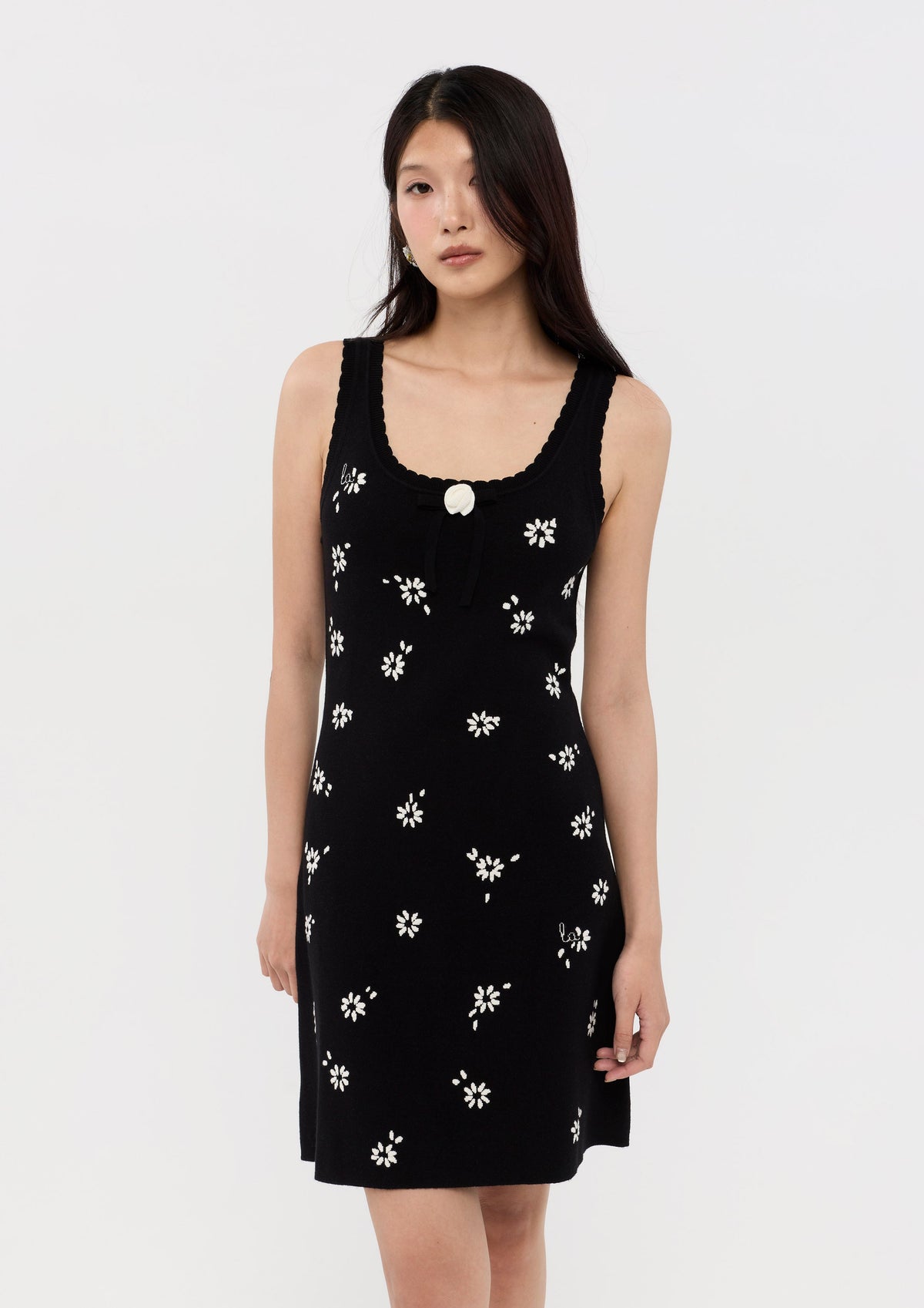 Knitted Scallop Trim Mini Dress Nomad's Grace