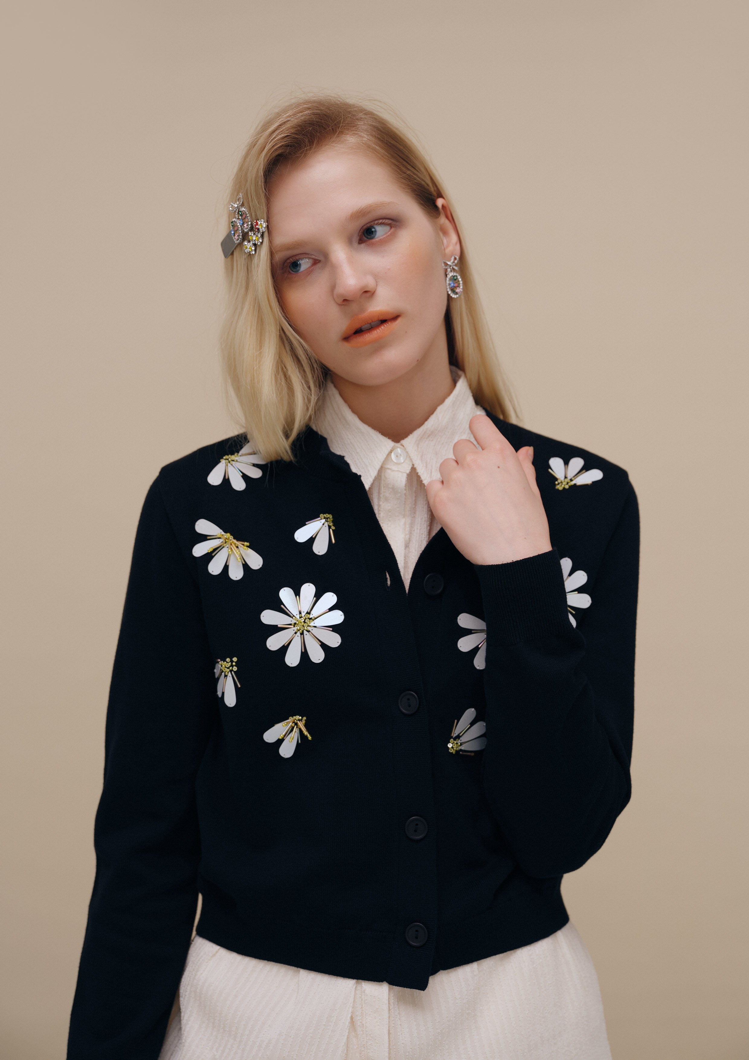 Sequin Floral Long Sleeve Cardigan Nomad's Grace