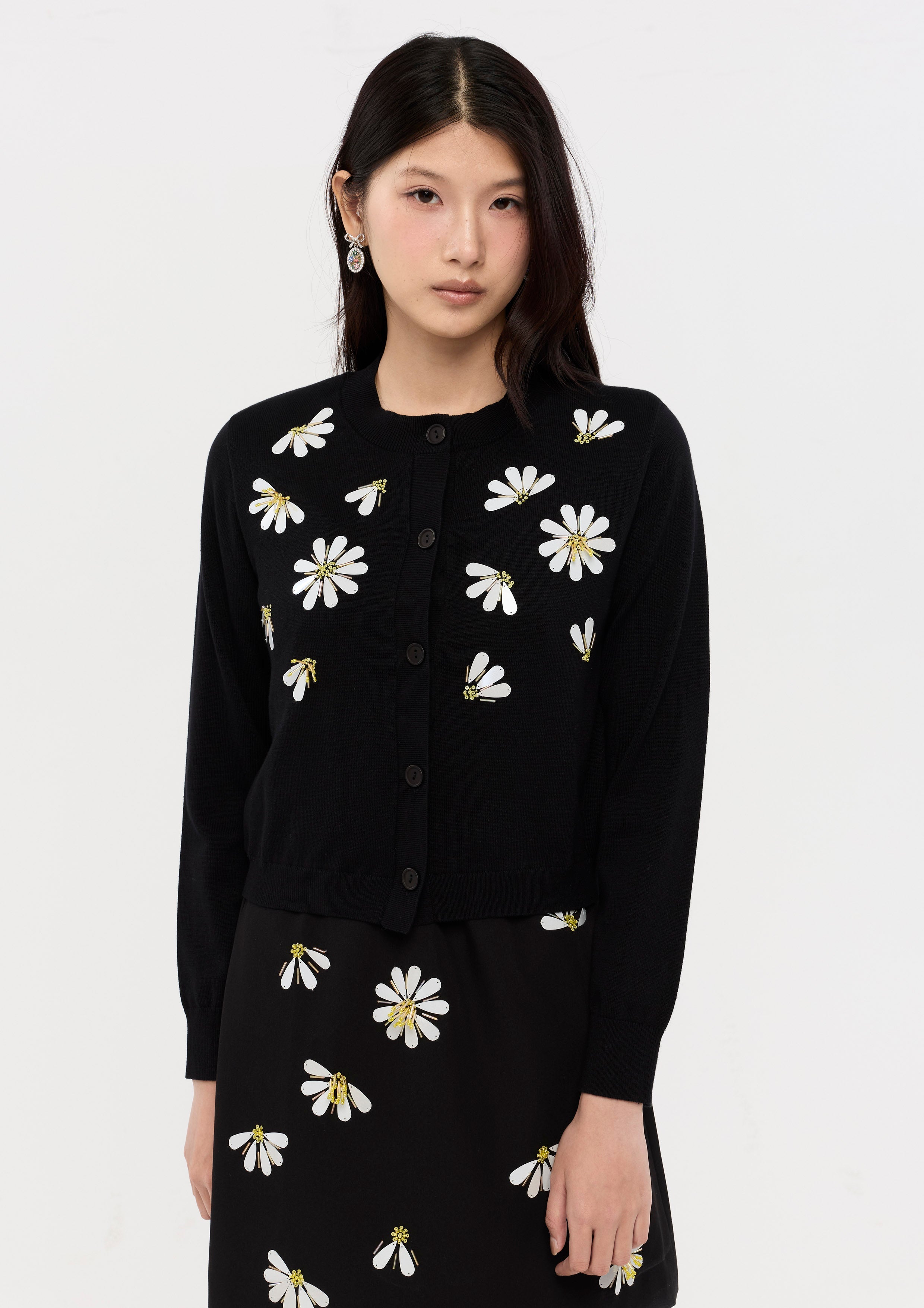 Sequin Floral Long Sleeve Cardigan Nomad's Grace