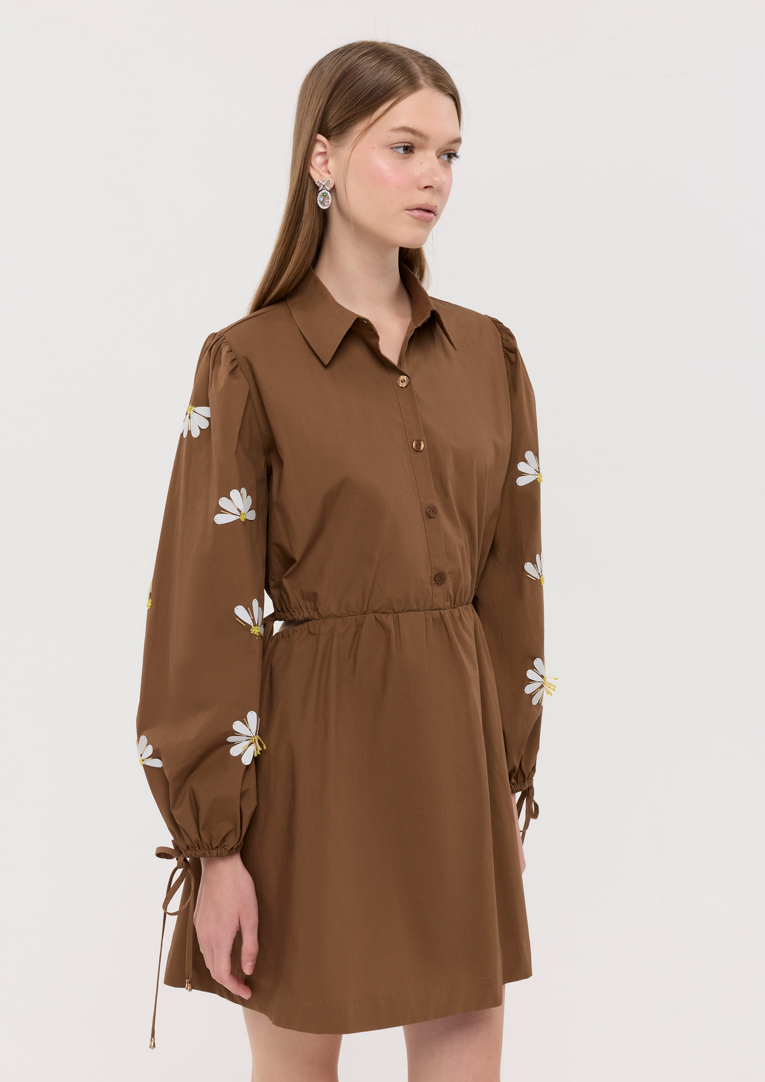 Sequin Floral Long Sleeve Mini Dress Nomad's Grace