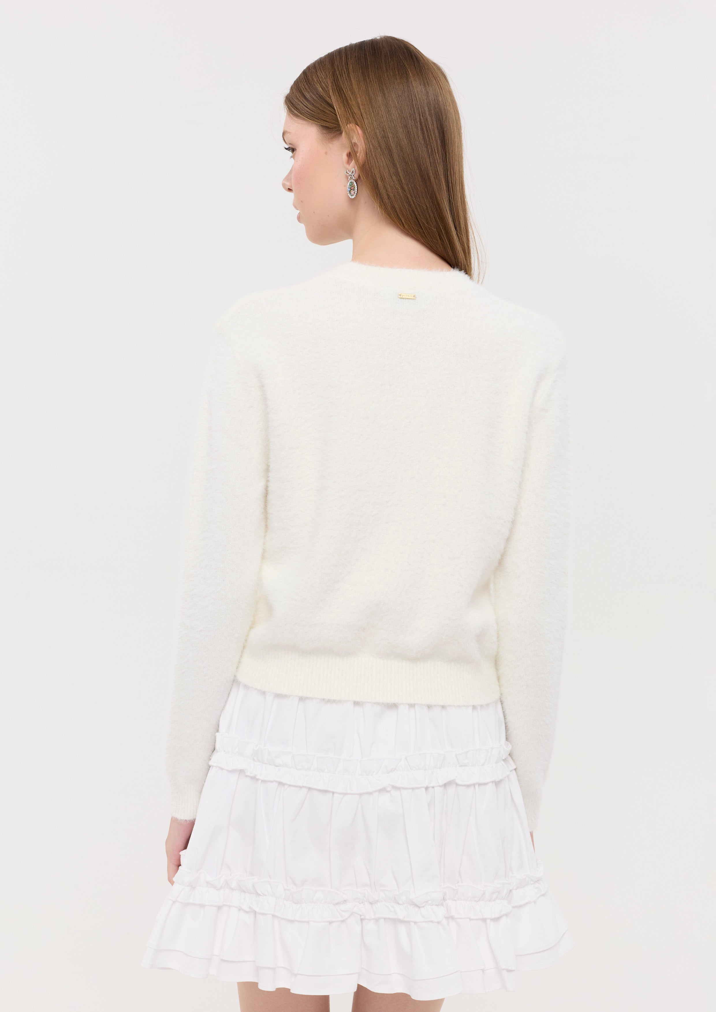 Embroidered Long Sleeve Knitted Pullover Garden Poetry