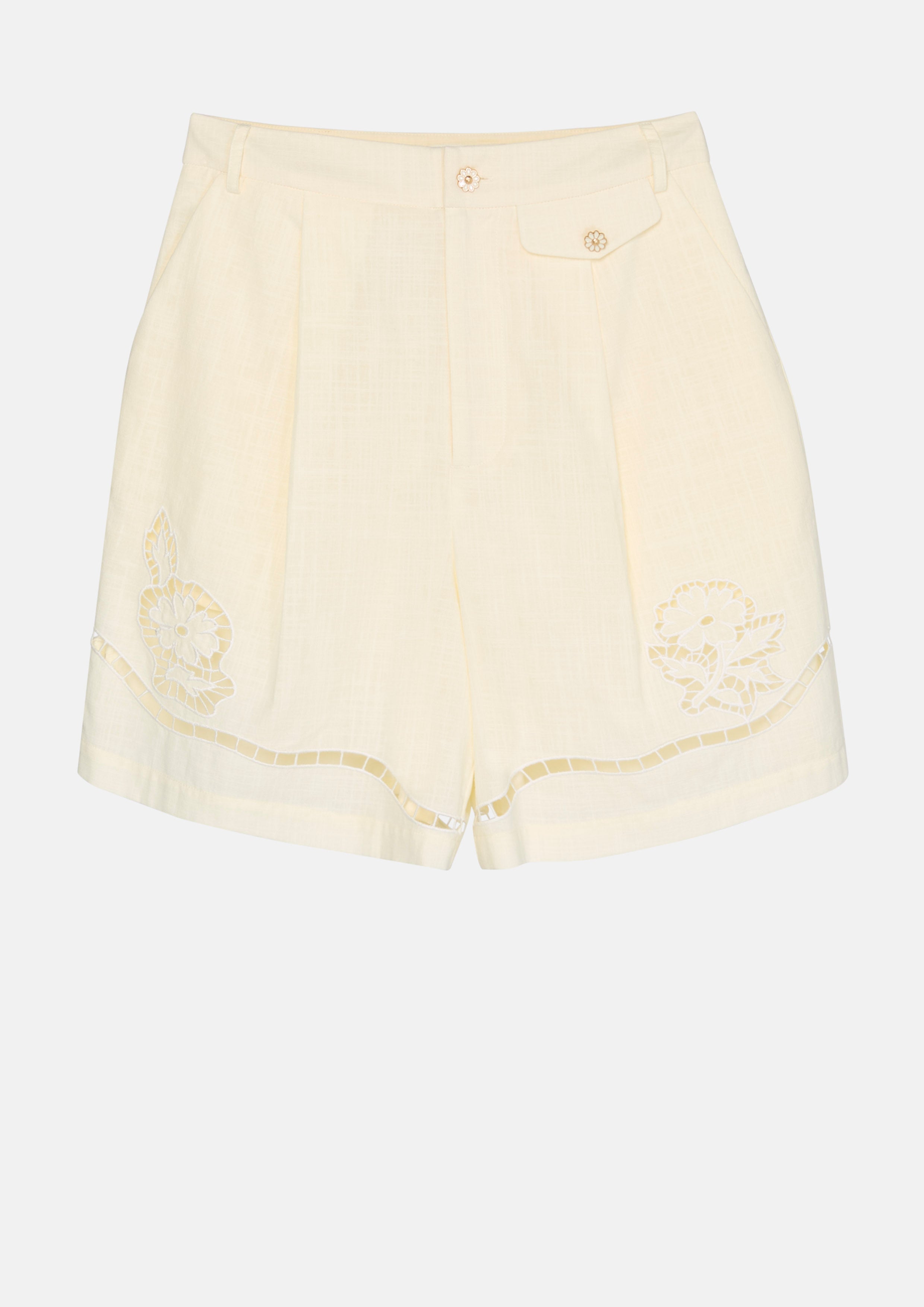 Floral Lasercut High Waist Shorts Garden Poetry