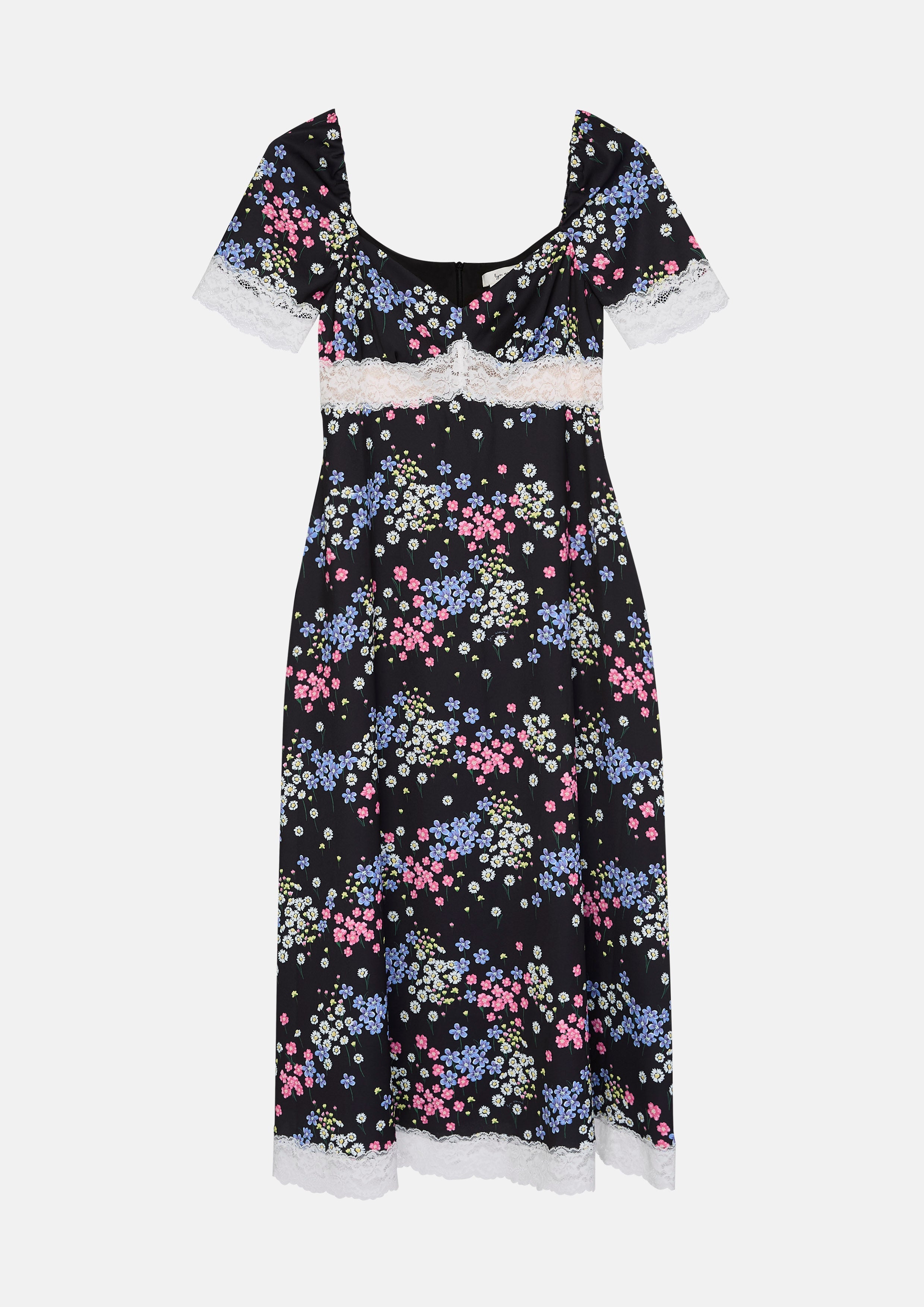 Floral Print Lace Panel Midi Dress Nomad's Grace