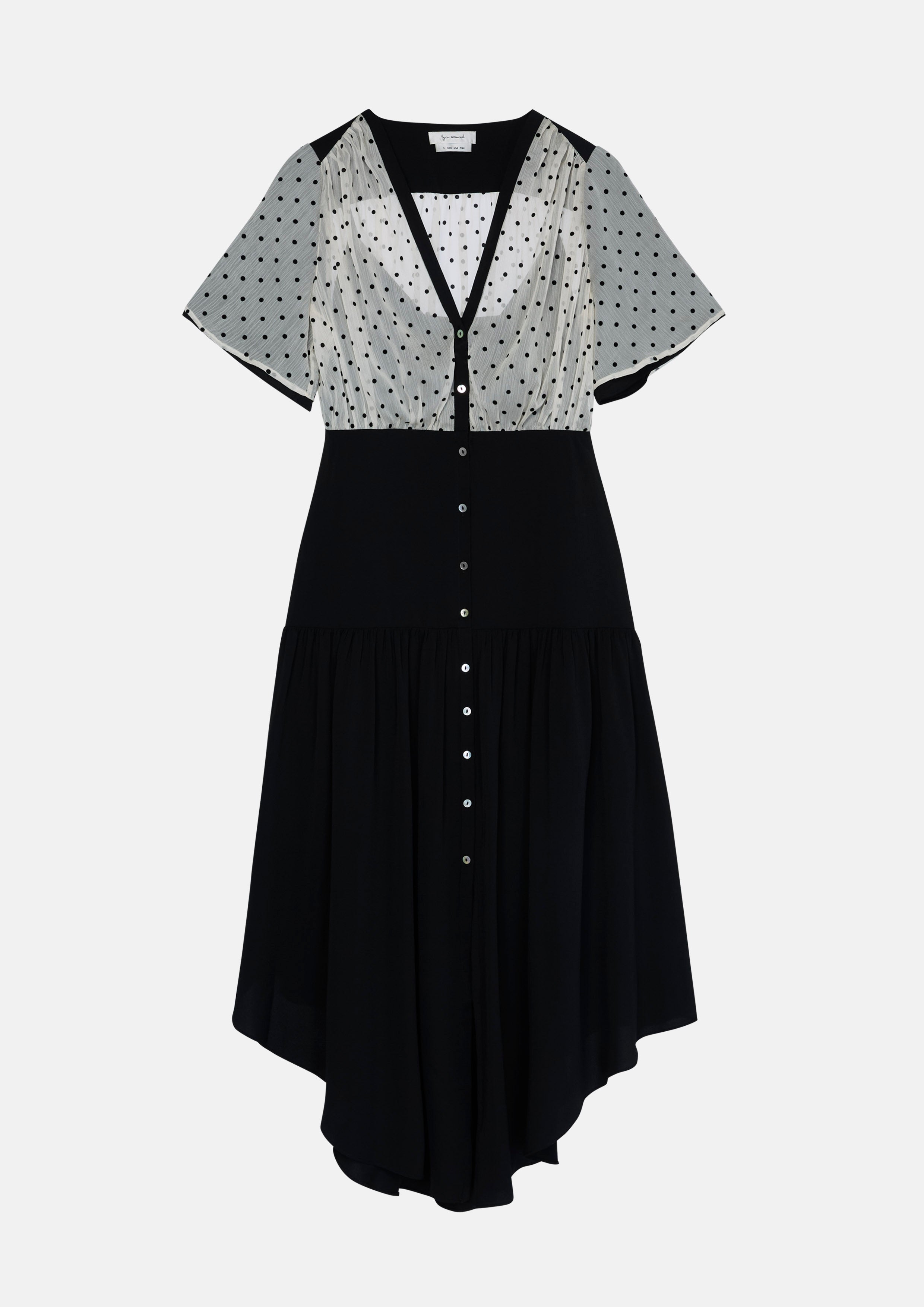 Polkadot Sheer Button Maxi Dress La Femme Demure