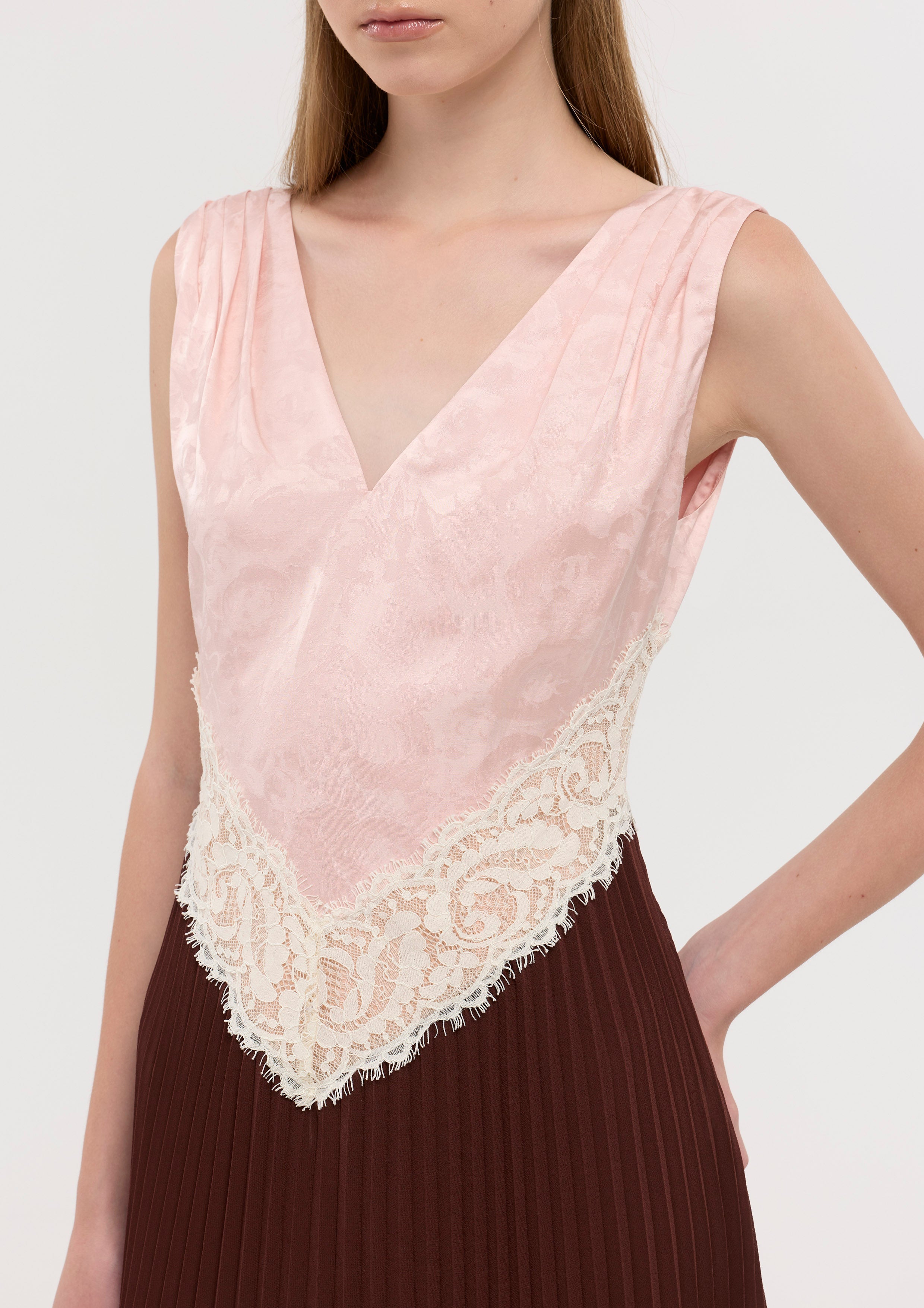 V Neck Pleated Skirt Midi Dress Nomad's Grace