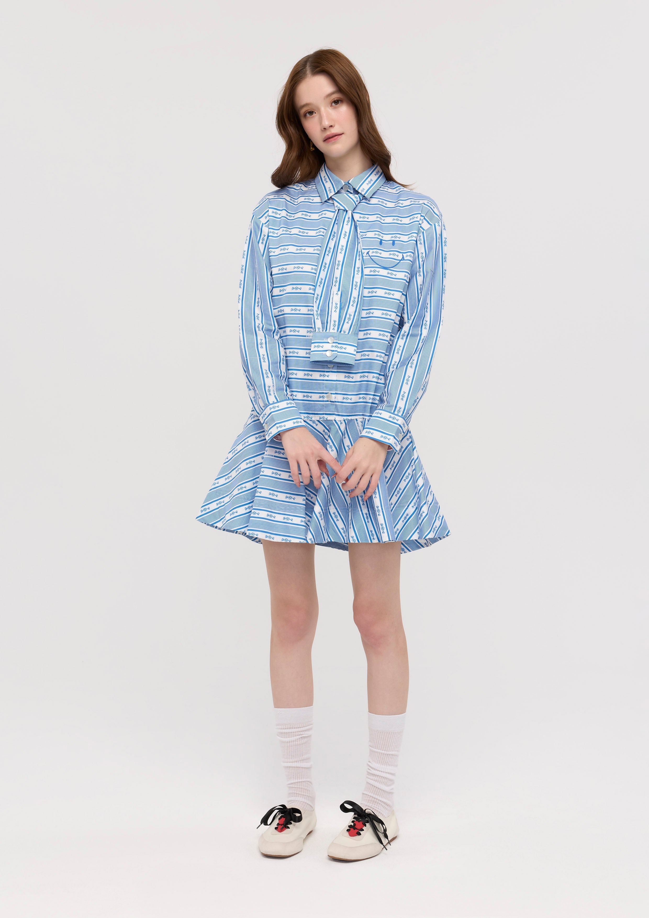 Create Your Signature Look with Graphic Print Necktie Mini Dress Lyn around x SMILEY