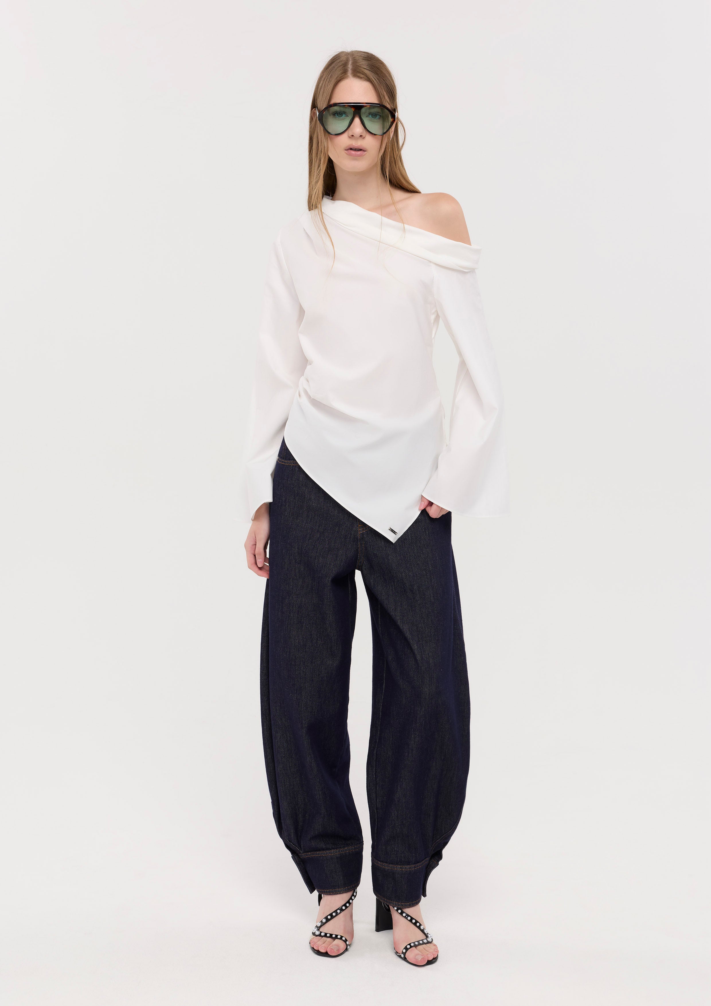 One-Shoulder Long Sleeve Blouse La Femme Demure