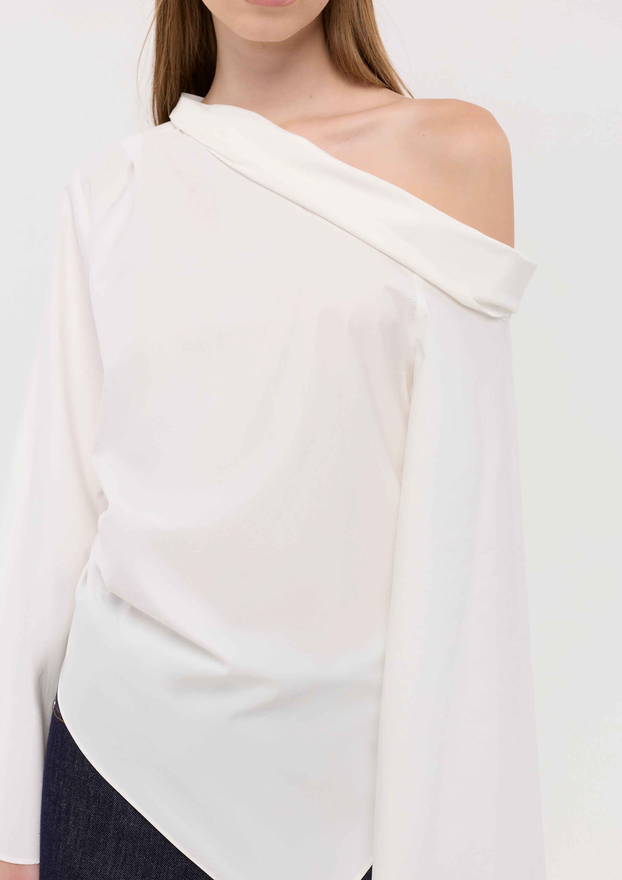 One-Shoulder Long Sleeve Blouse La Femme Demure