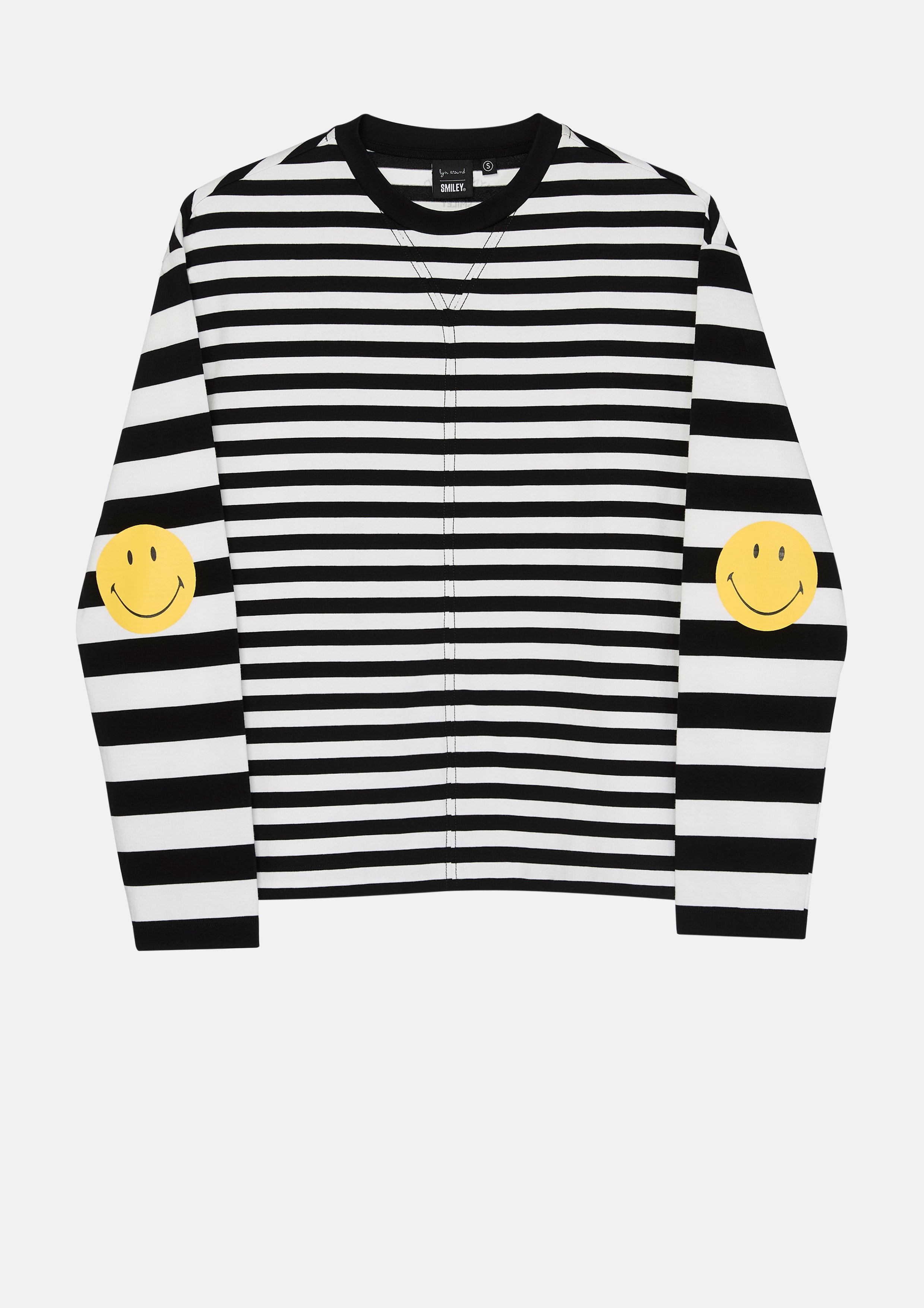 เสื้อแขนยาวลายทางแต่งแพทช์ คอลเลกชัน Lyn around x SMILEY