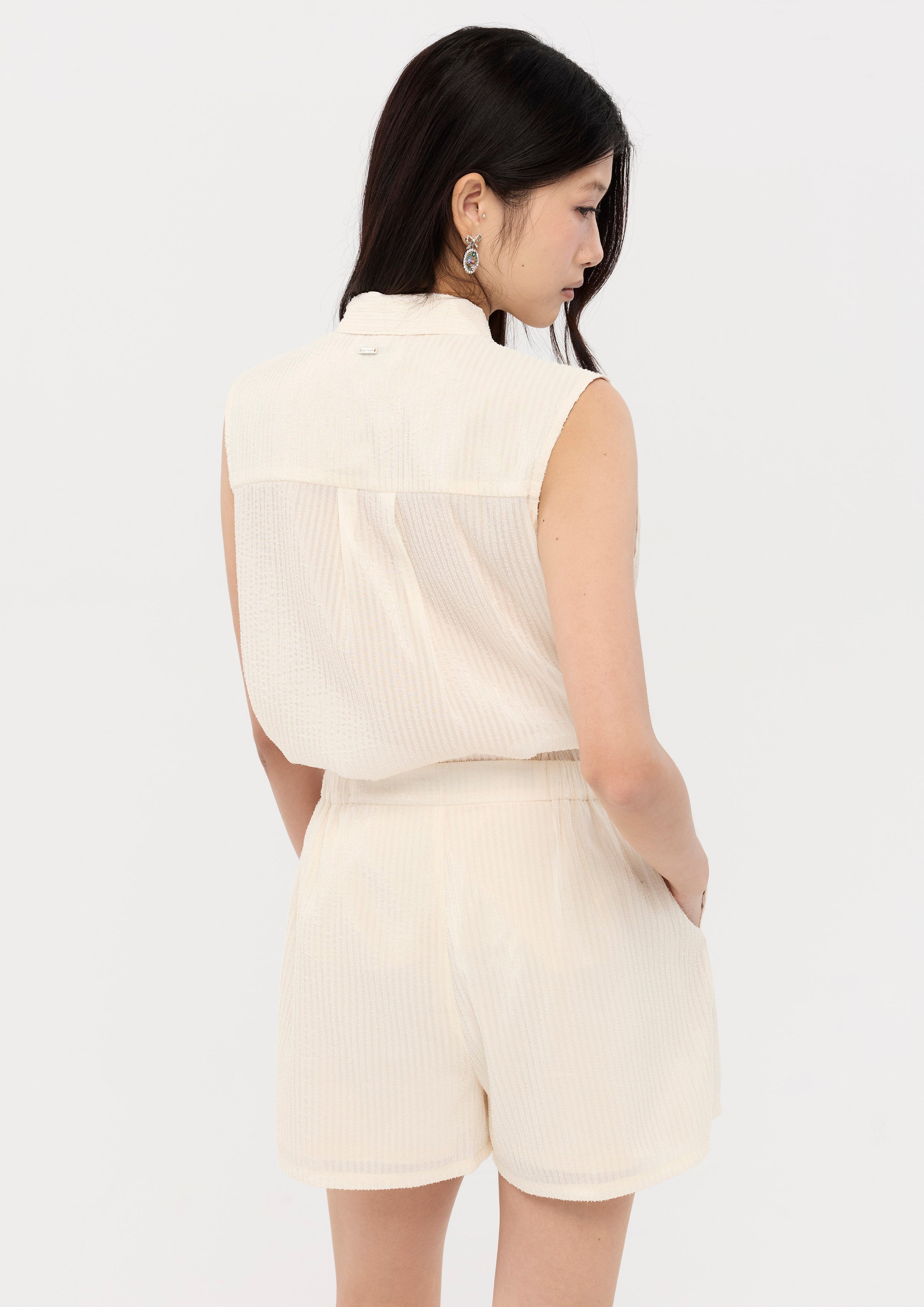 Sheer Sleeveless Shirt With Shorts Set Nomad's Grace