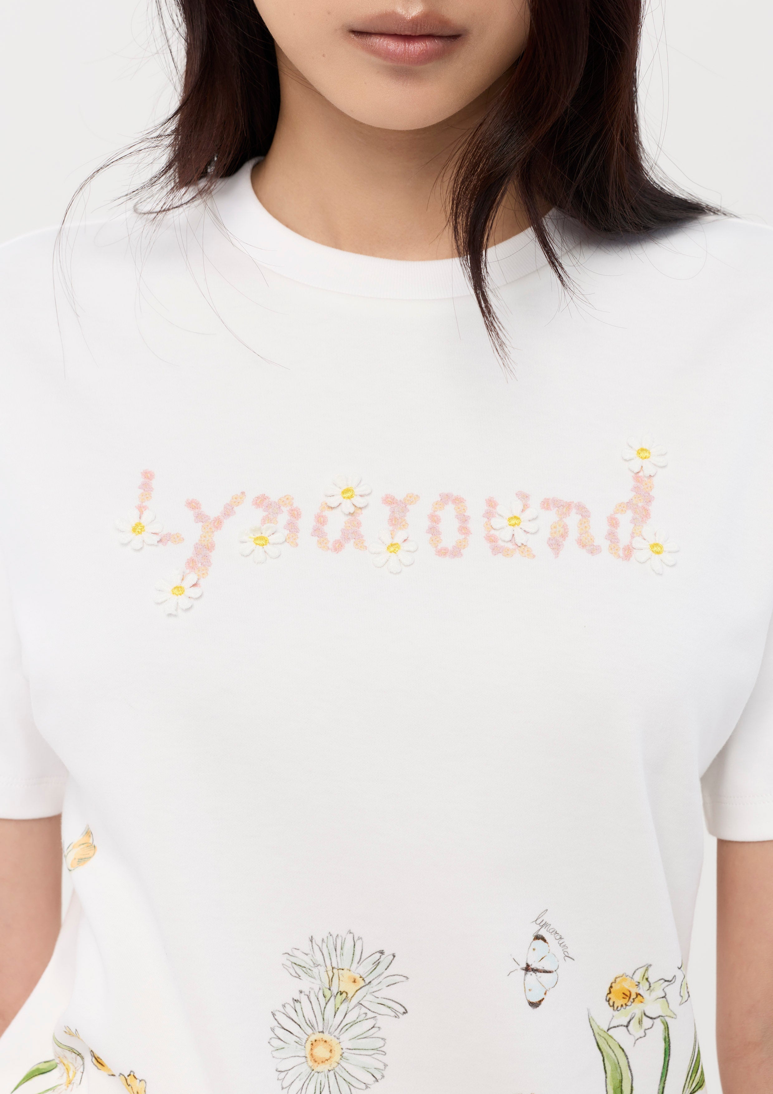 Floral Print Short Sleeve T-Shirt Garden Poetry