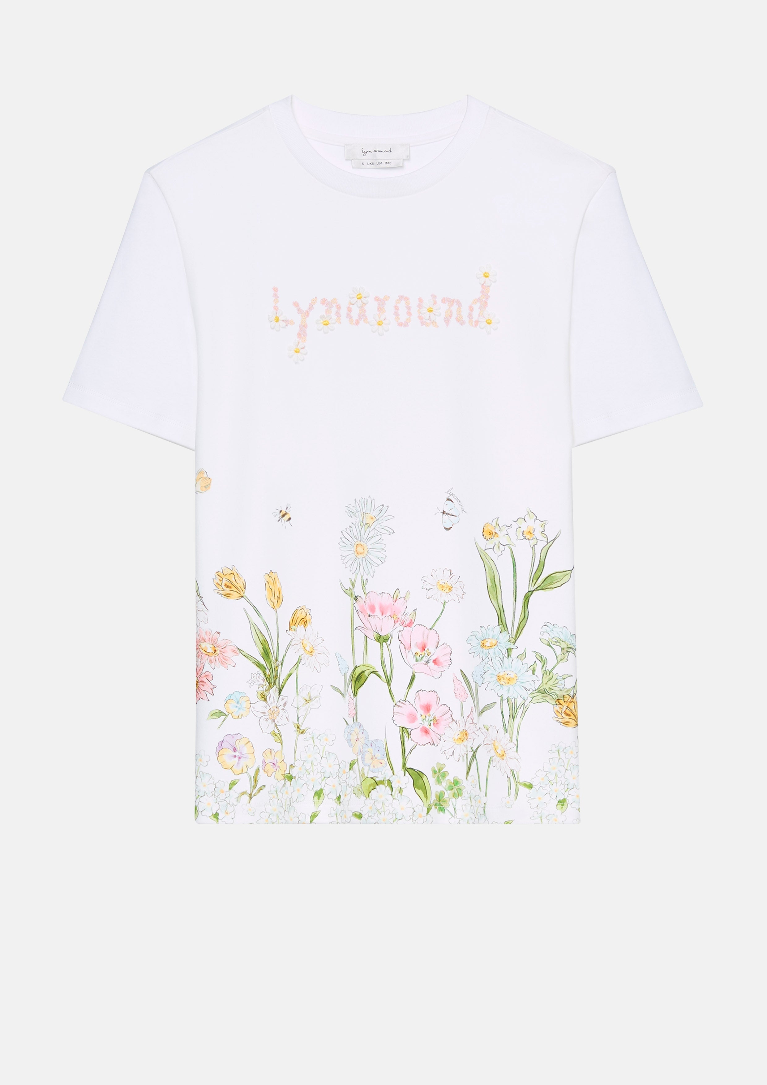 Floral Print Short Sleeve T-Shirt Garden Poetry