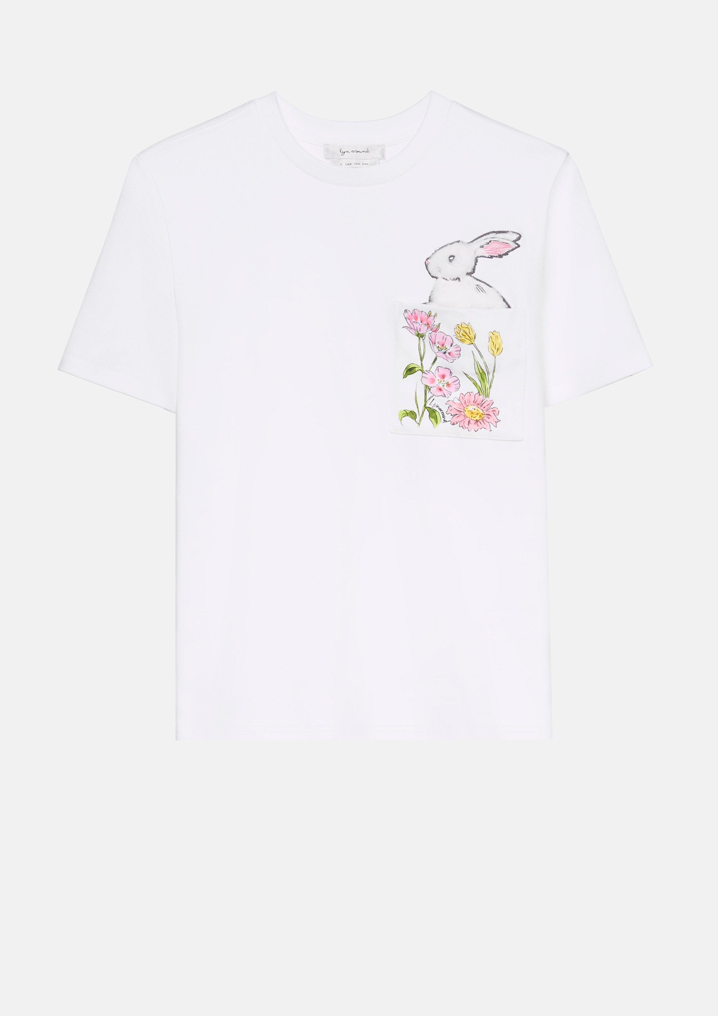 เสื้อยืดแขนสั้นพิมพ์ลายแต่งกระเป๋าหน้าอก คอลเลกชัน Garden Poetry