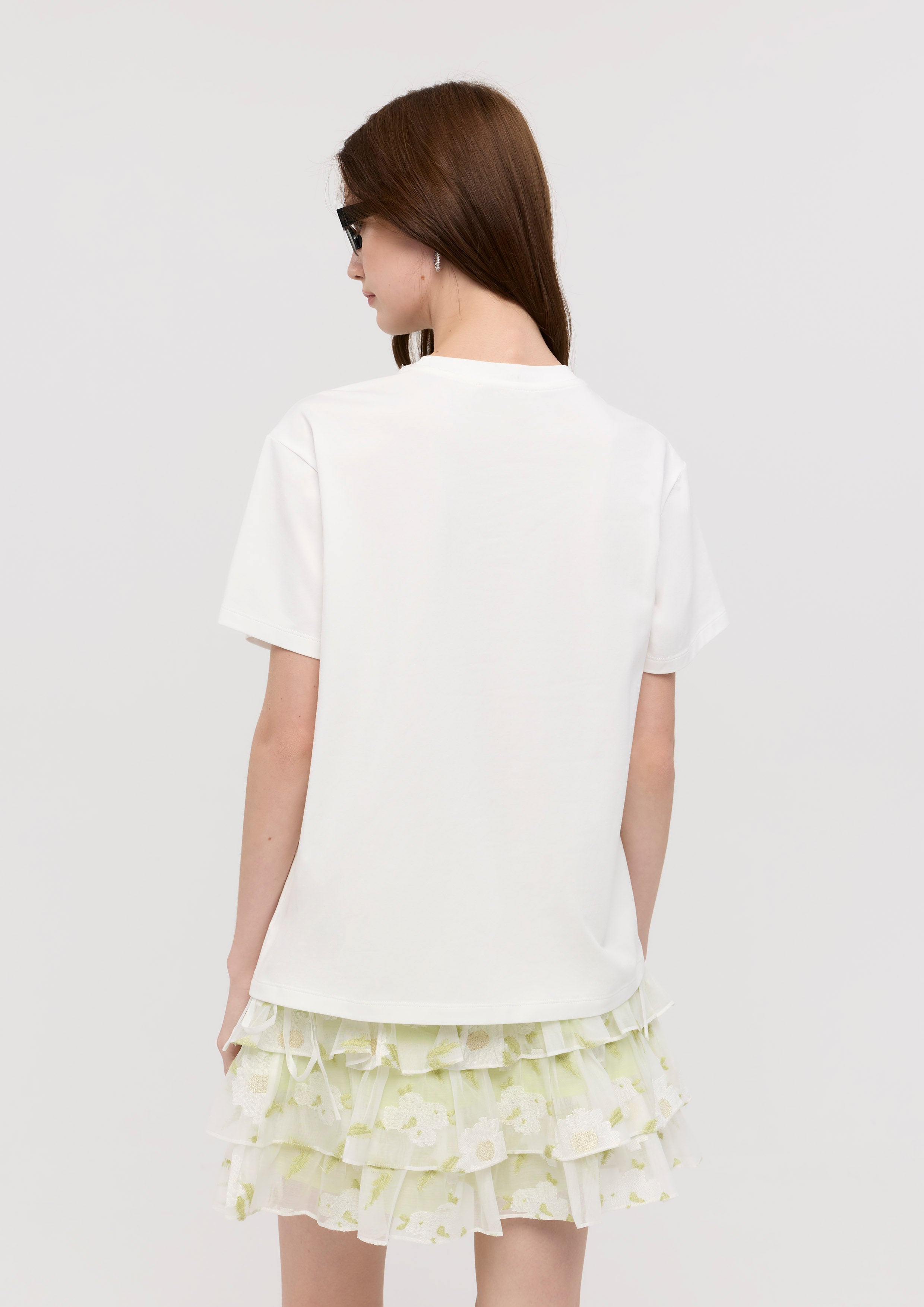Rose Applique With Crystal Embellished T-Shirt Garden Poetry