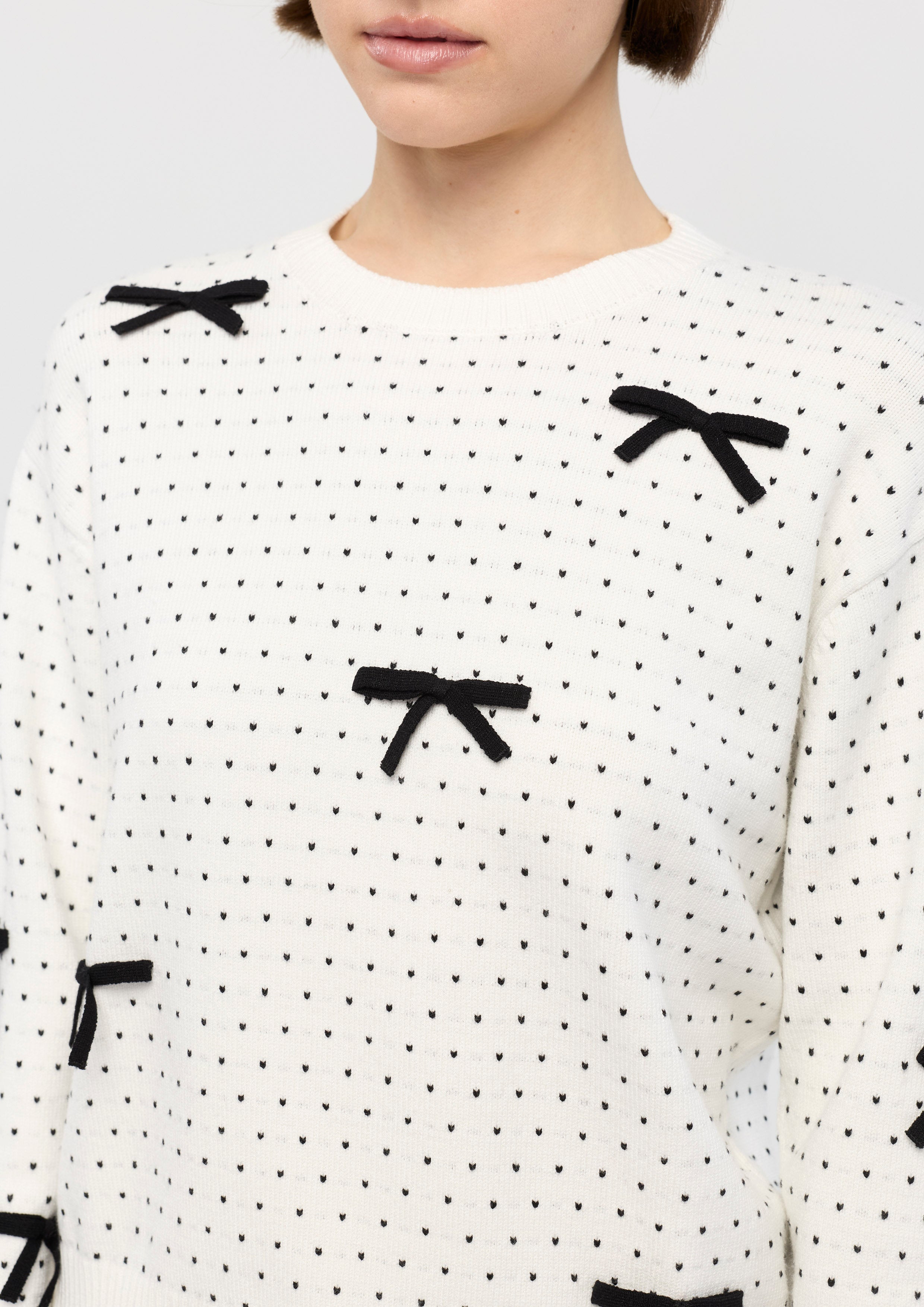 เสื้อพูลโอเวอร์นิตแขนยาวแต่งโบ คอลเลกชัน Mon Petit Ruban